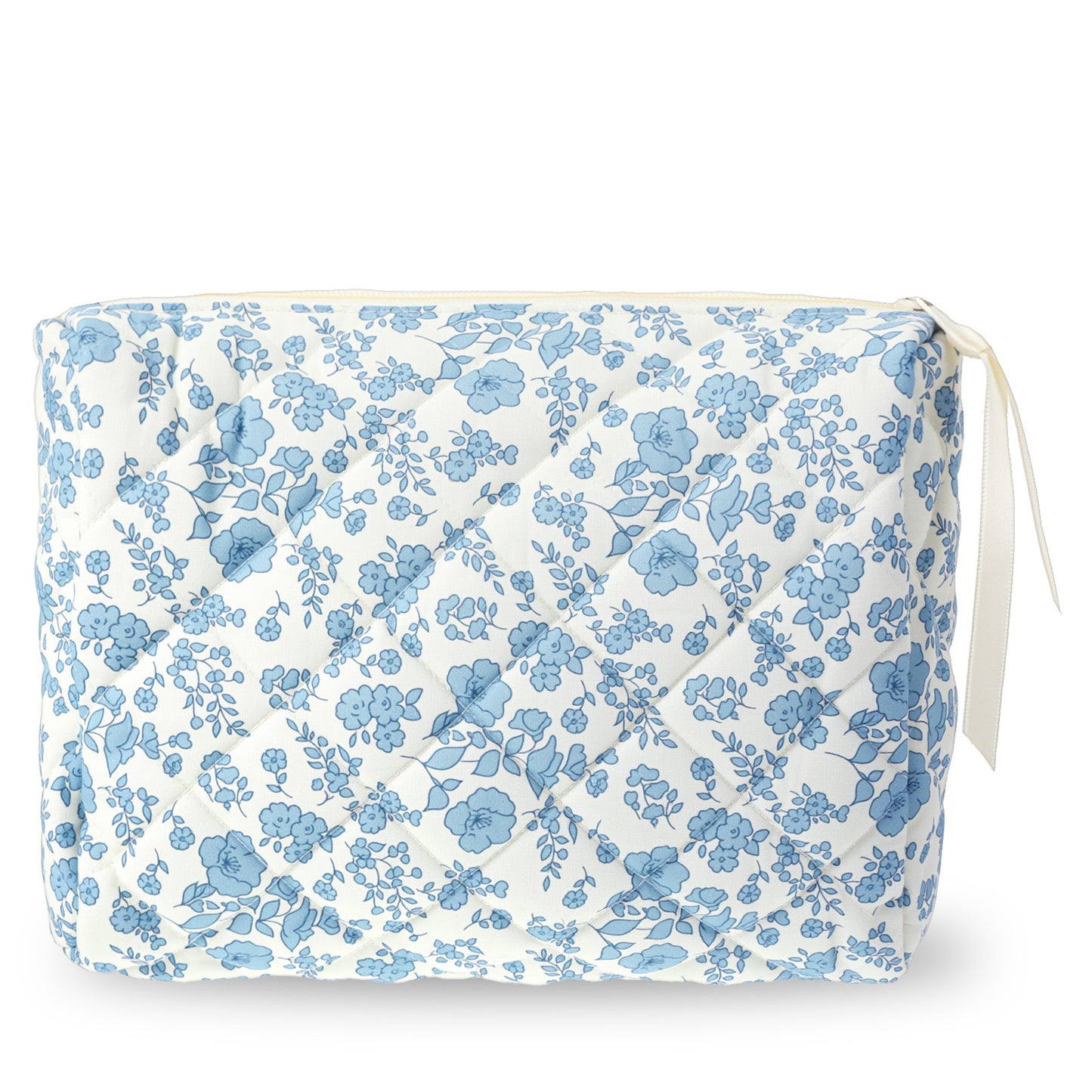 Travel Makeup Bag, Quilted Floral Cosmetic Organizer with Zipper, Cute Makeup Bag for Women, Mini Cosmetic Bags for Purse, Floral Toiletry Bags
