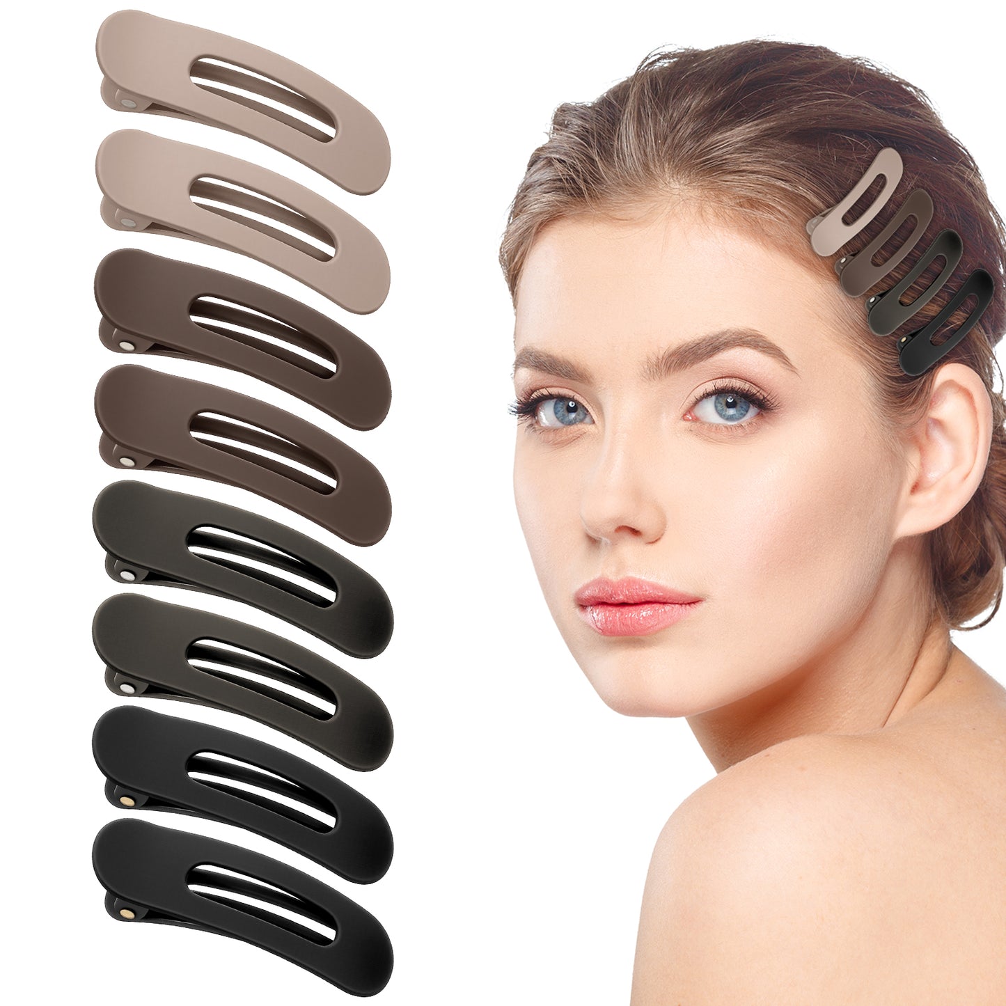 8 Pcs Small Hair Clips for Styling, Ymapinc 2.36 Inch French Style Lay Plastic Flat Hair Clips for Women Fine Thin Hair, Small Clip for Hair, Matte Clip Accessories