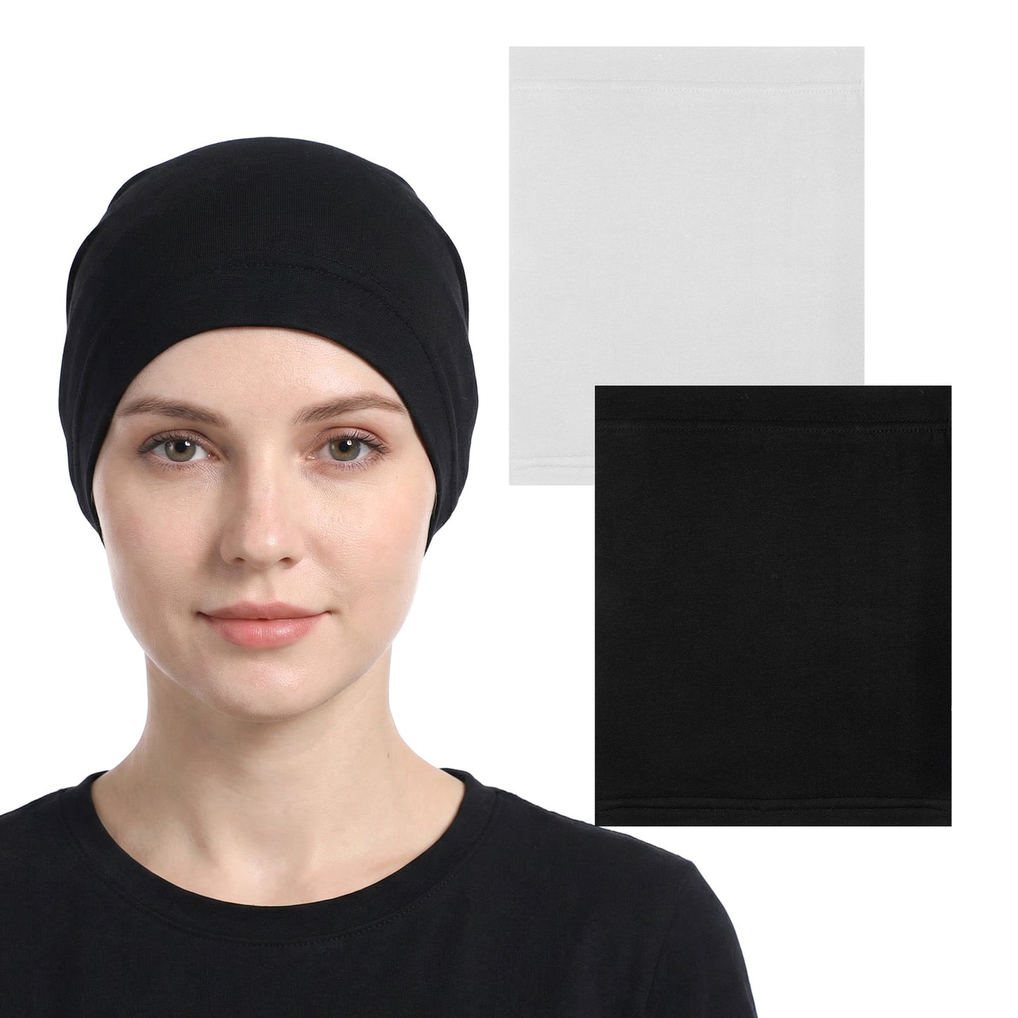 Ouligay 2Pcs Hijab Undercap Non Slip Under Scarf Hijab Caps for Women, Solid Color Under Caps for Hijabs, Stretchy Breathable Undercap Tube Bonnet
