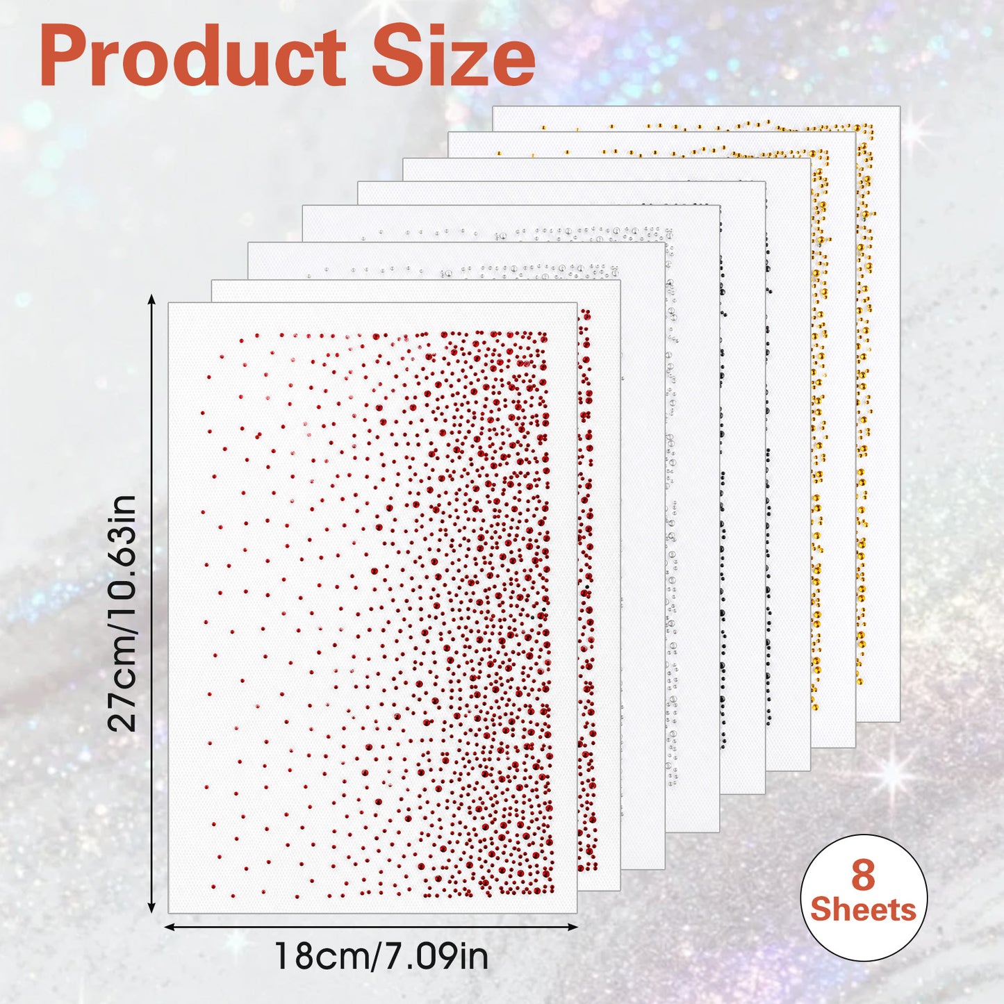 Rahhlizs 8 Sheets Multi-Color Iron on Rhinestone Sheets
