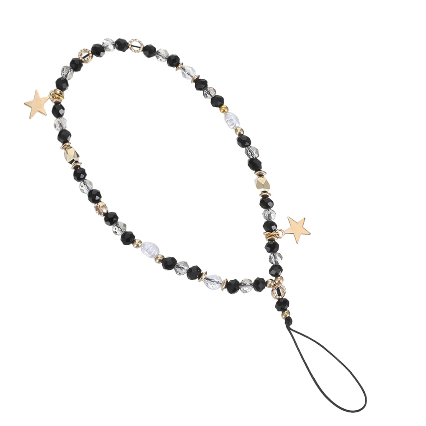 Ymapinc Black Beaded Phone Wrist Strap, Handmade Kawaii Cell Phone Key Chain Charm Jewelry for Women Mobile Lanyard