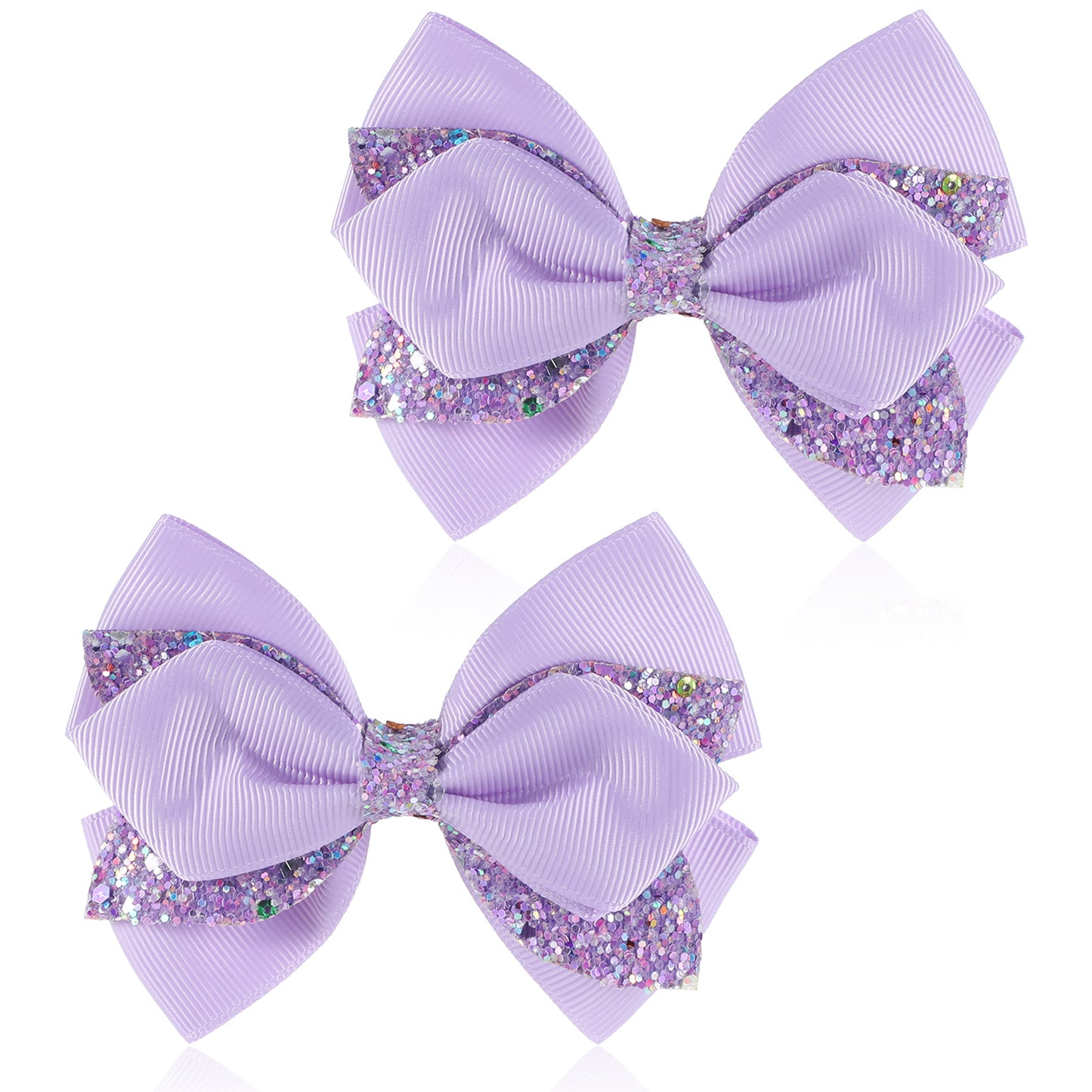 Mabor 2Pcs Purple Hair Bow, 3.94 Inch Sparkly Sequin Barrettes with Alligator Clips, Purple Hair Accessories for Girls Kids Women Glitter Sequin Hairpin for Birthday Party Dress Decor