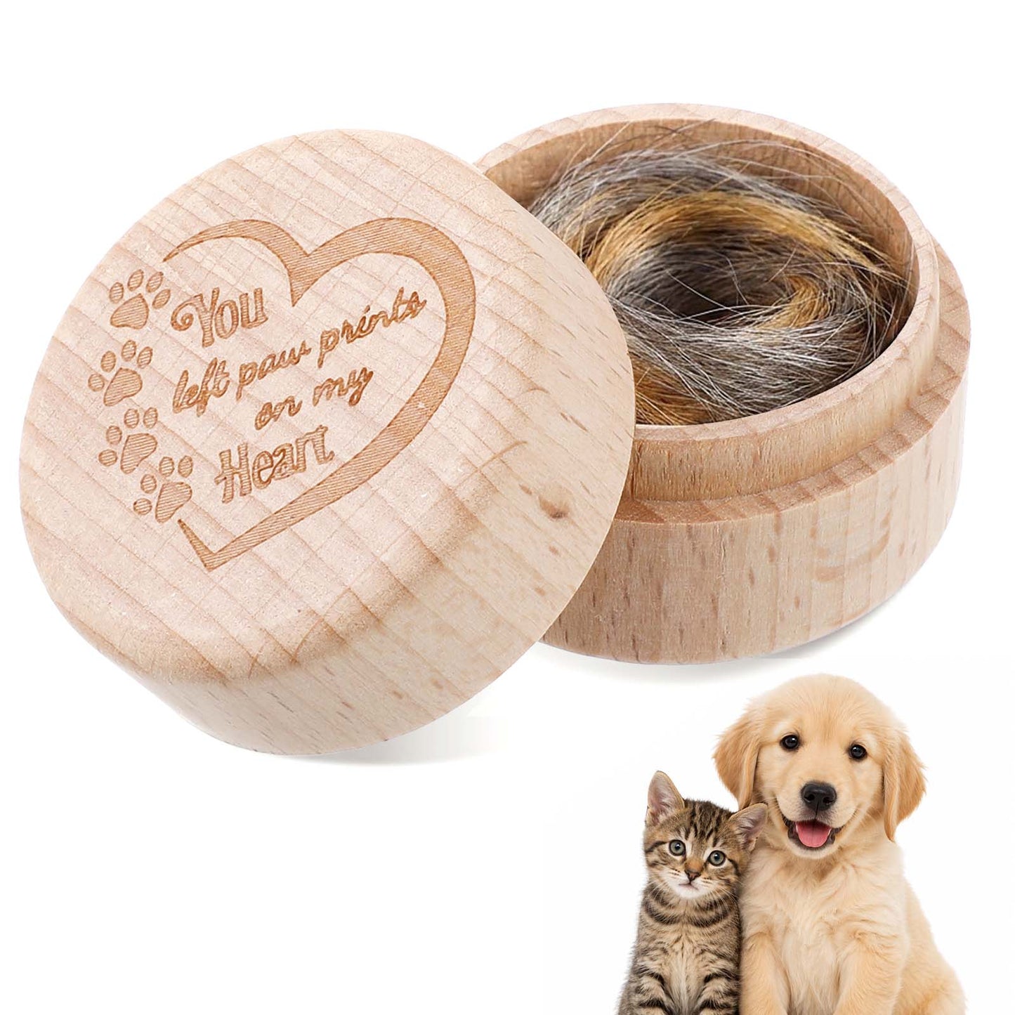 Nogeqi Dog Memorial,Cat Memorial Gifts,Wood Pet Keepsake Box for Fur