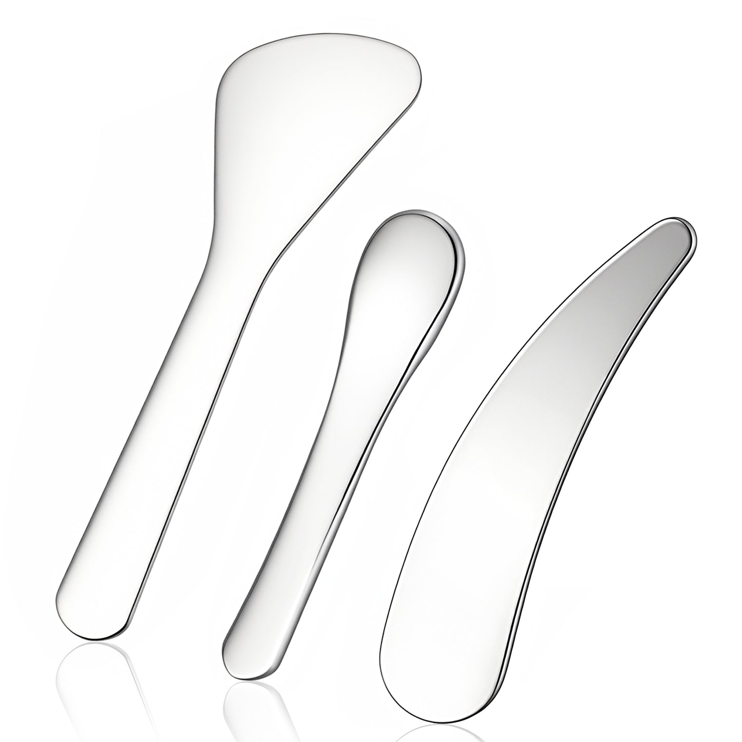 RAHHLIZS 3Pcs Mini Metal Makeup Spatula, Silver Mask Scoop Tools