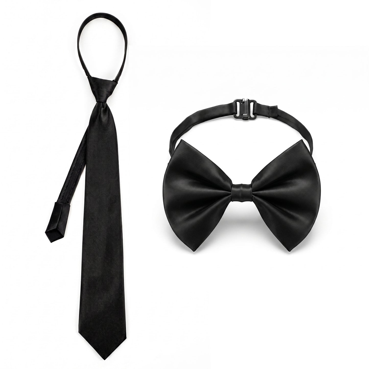 RAHHLIZS 2Pcs Black Bow Ties Pre Tied Ties for Men Women Tie & Bowtie Set