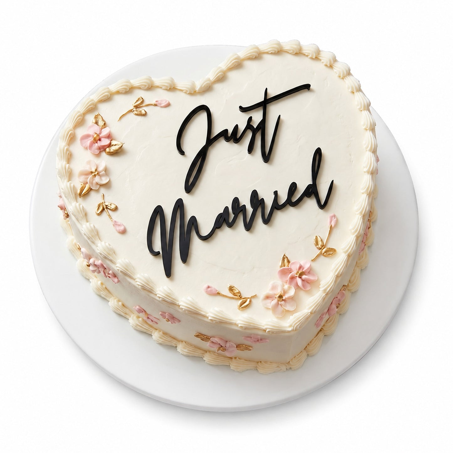 Just Married Cake Topper Personalised Cake Topper for Wedding Black Acrylic