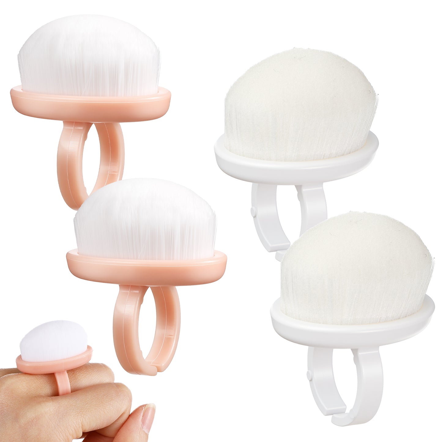 Ymapinc 4-Pack Nail Dust Cleaning Brush Ring, Soft Nylon Bristle Scrubber, Manicure Clean Up Tool for Manicurists Women Girlfriend
