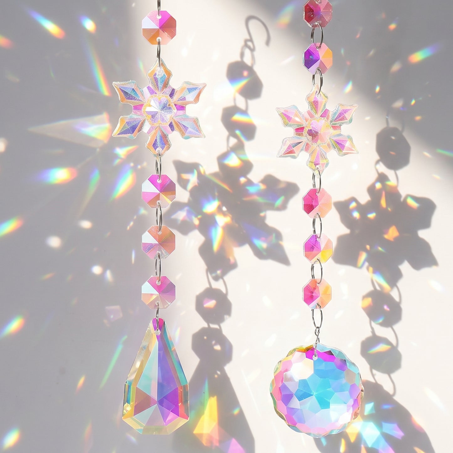 Matwsec 2 Pcs Crystal Sun Catchers for Windows, Crystal Wind Chimes Suncatcher, Stained Glass Hanging Crystals for Home & Garden Decor, Friendship Gifts for Women, Outdoor Ornaments