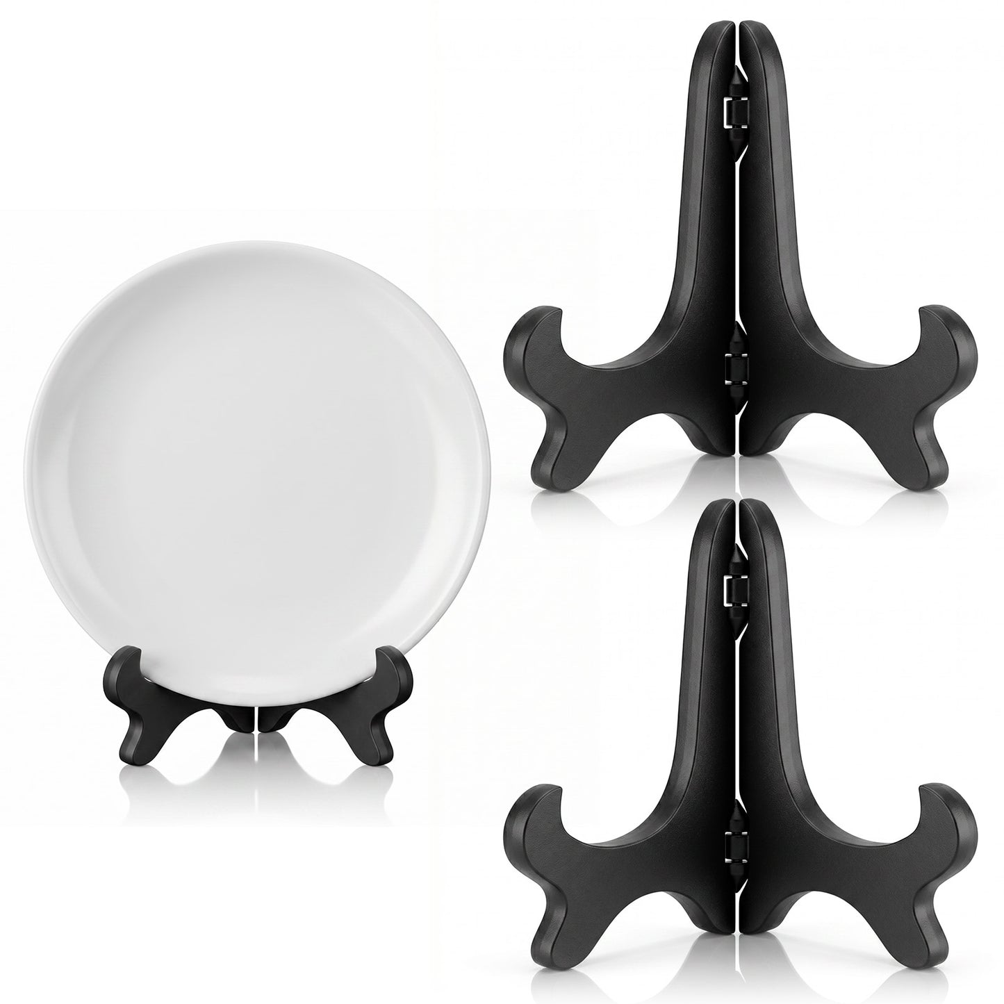 Matwsec 2PCS Small Plate Stands for Display, Picture Holder Stand, Decorative Plate Stands for Display Pictures, Cookbooks, Home, Birthday, Party, Table Easel Displaying Black