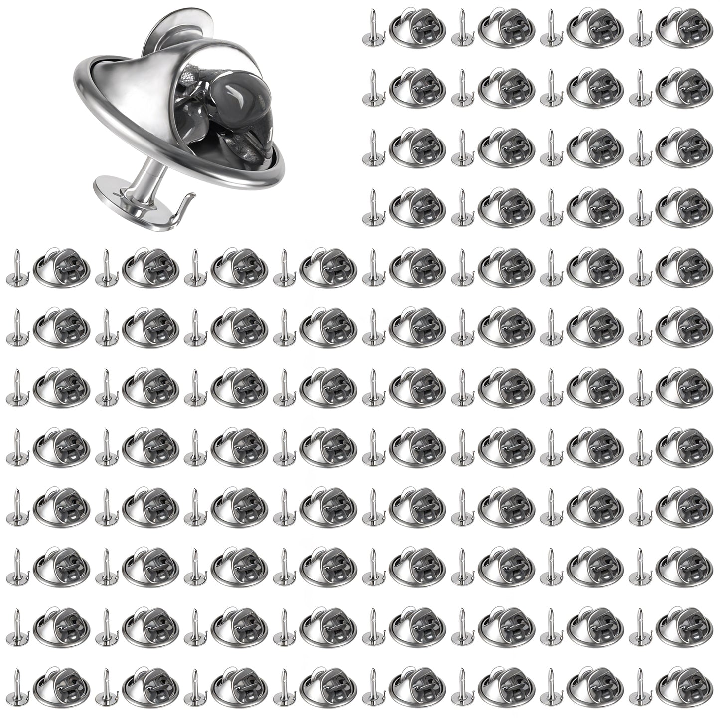 80 Pairs Premium Butterfly Clutch Pin Backs, Silver Metal Locking Pin Backs Secure Locking Blank Pins Keepers for Jewelry Making, Tack Keeper Replacements for Clothes Brooch Uniform Badges Lapel