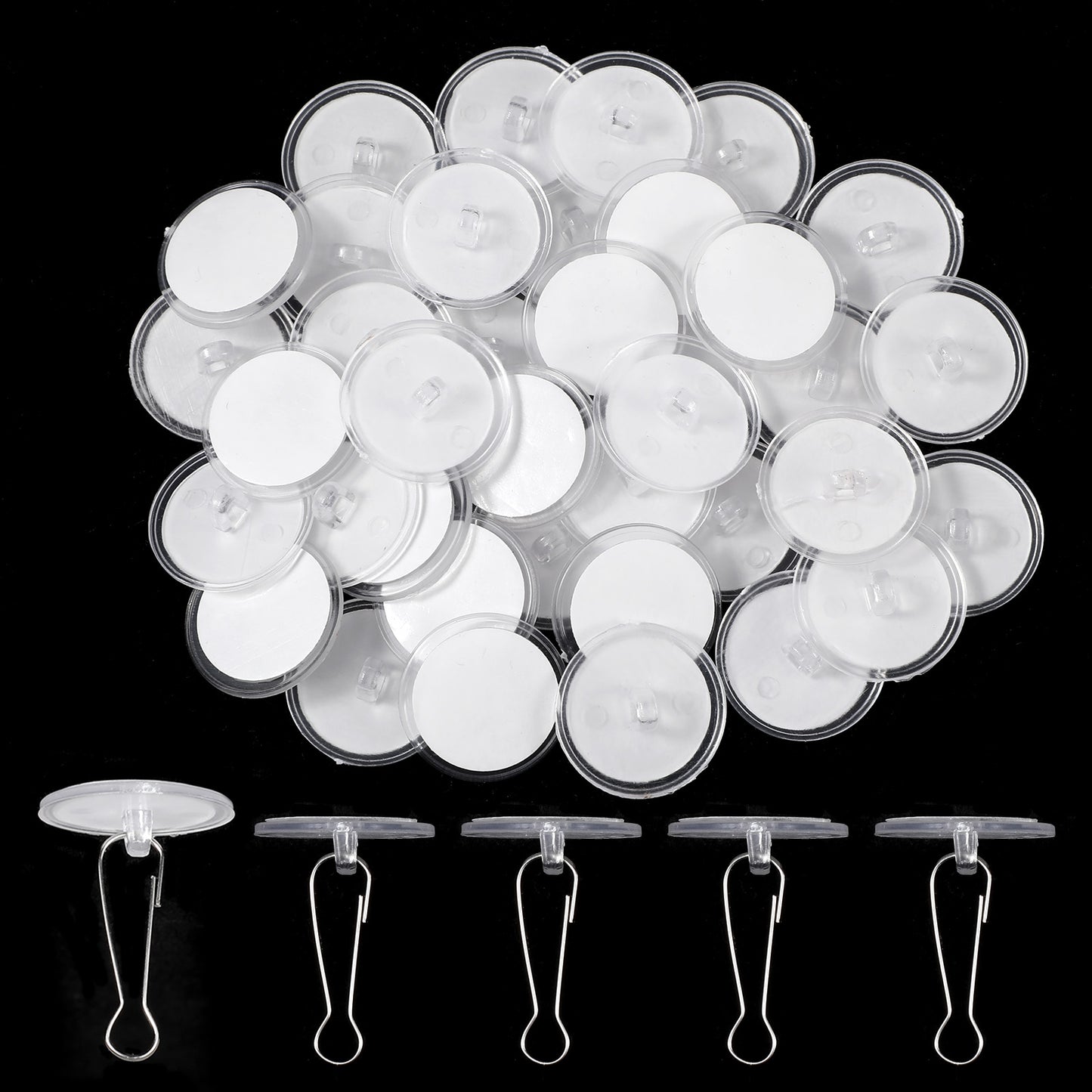 Teaaha 40 Pack Self Adhesive Ceiling Hooks for Wall, Sticky Damage-Free No-Drill Ceiling Discs Stick on Hooks, Removable Clear Wall Hanger for Festival Wedding Birthday Party Christams Decorations