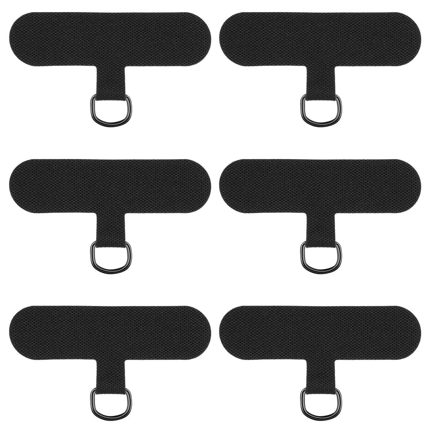 6 Pack Phone Tether Tab Thinner Durable Cell Phone Lanyard Patch Pad Without Adhesive, Universal Phone Strap Replacement Part for All Full Phone Cases(Black)