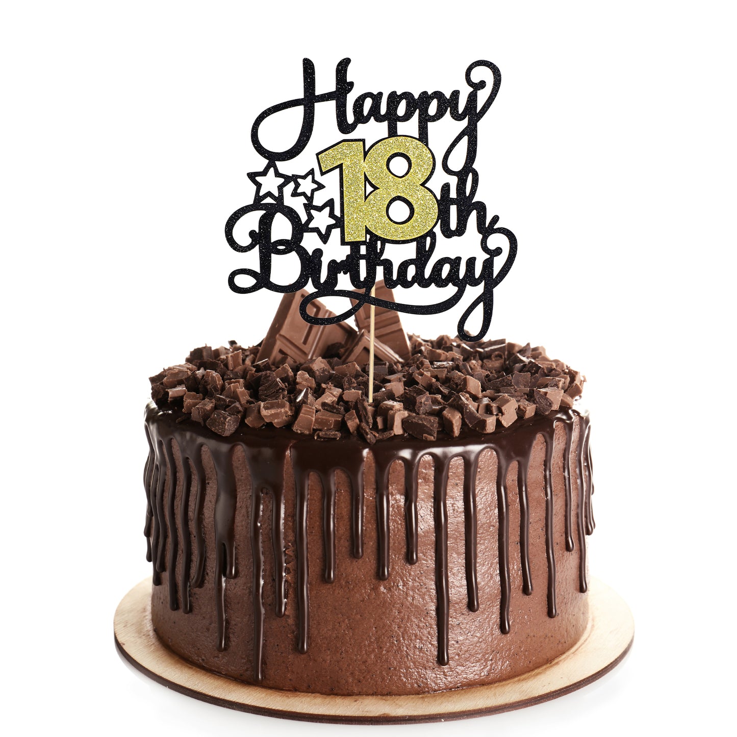 1 Pc Happy 18th Birthday Cake Topper Glitter Black and Gold 18 Years Cake Topper 18 Fabulous Cakes Decoration for Birthday Anniversary Party Cakes Decorations Supplies Women Men