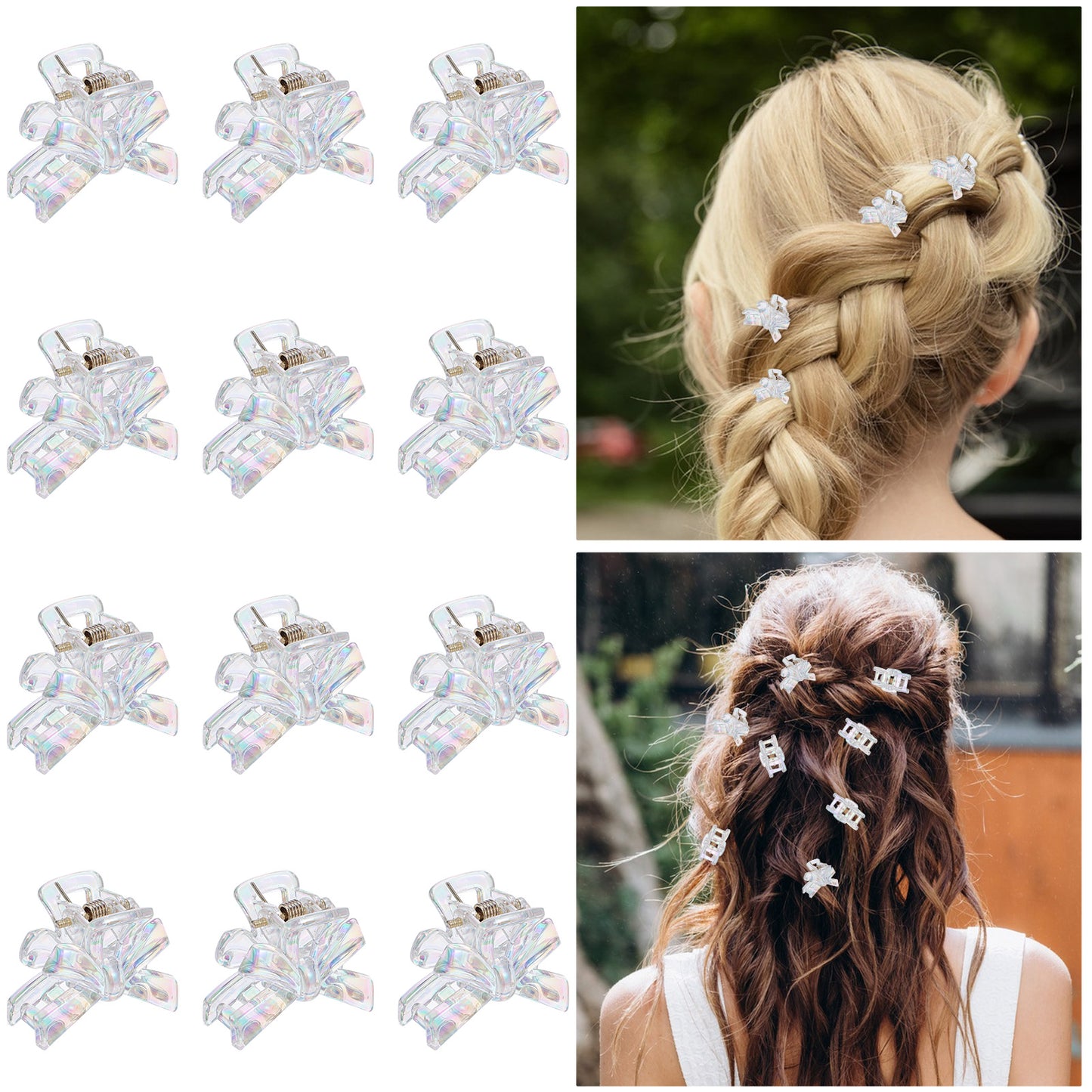 12PCS Mini Butterfly Hair Clips for Women, Clear Claw Clips Glitter Butterfly Clip for Girls Cute Small Hair Claw Clip 90s Y2k Accessories