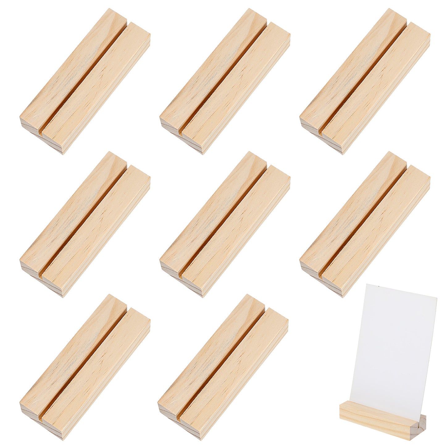 Bremorou 8 Pcs Wood Place Card Holders Wooden Table Number Stands Wooden Picture Holders Stands Card Display Stand For Acrylic Signs Weddings Party Ceremony Parties And Home Decor