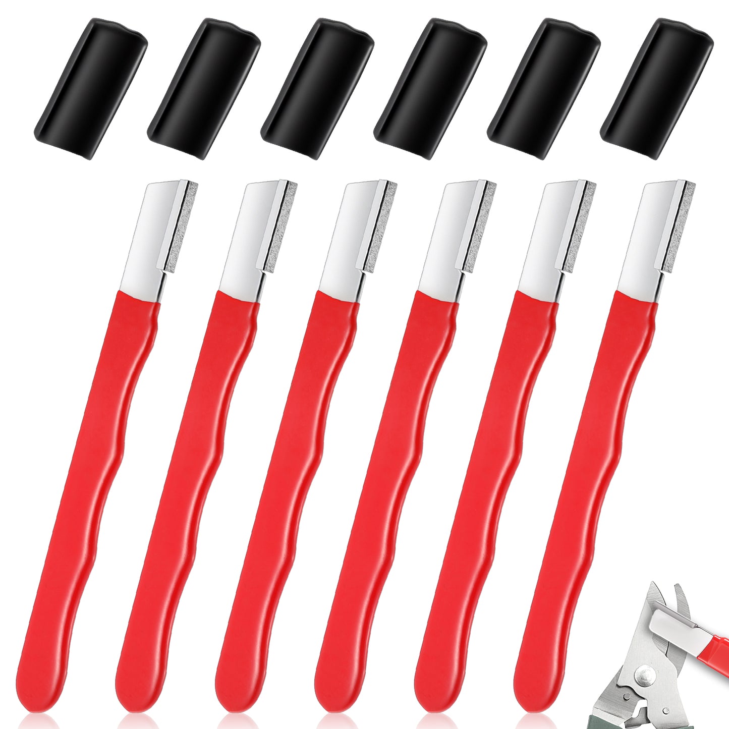 6 Pack Garden Tool Sharpener, Pocket Sized Blade Pruning Shears Blade Sharpeners, Mini Portable Quick Edge Sharpening Multipurpose Usage Knife Sharpener for Pruning Shears Hedge Scissors (Red+Black)