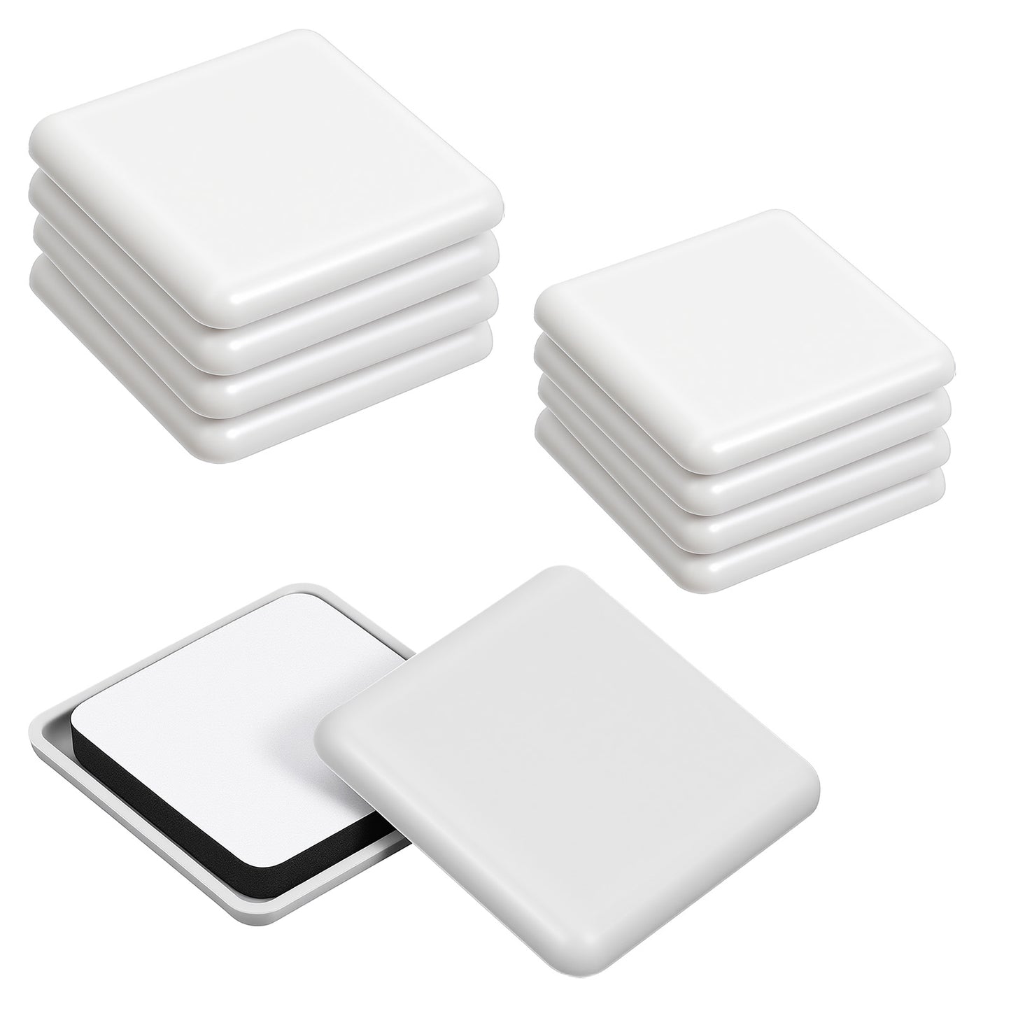 8 Pack Furniture Sliders for Carpet & Hardwood Floors, 40mm and 50mm Square Plastic Self-Adhesive Sliding Pads, Chair Sliders for Wood Floors Heavy Duty - Moving Furniture Easily & Safely (Gray)