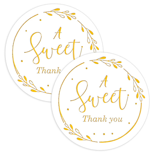 120 Pcs Gold Thank You Sticker A Sweet Thank You Stickers Round Circle, Personalized Stickers for Packaging, Gold Foil Labels for Wedding, Baby Shower, Birthday, Gift Wrapping, Envelopes, Coming