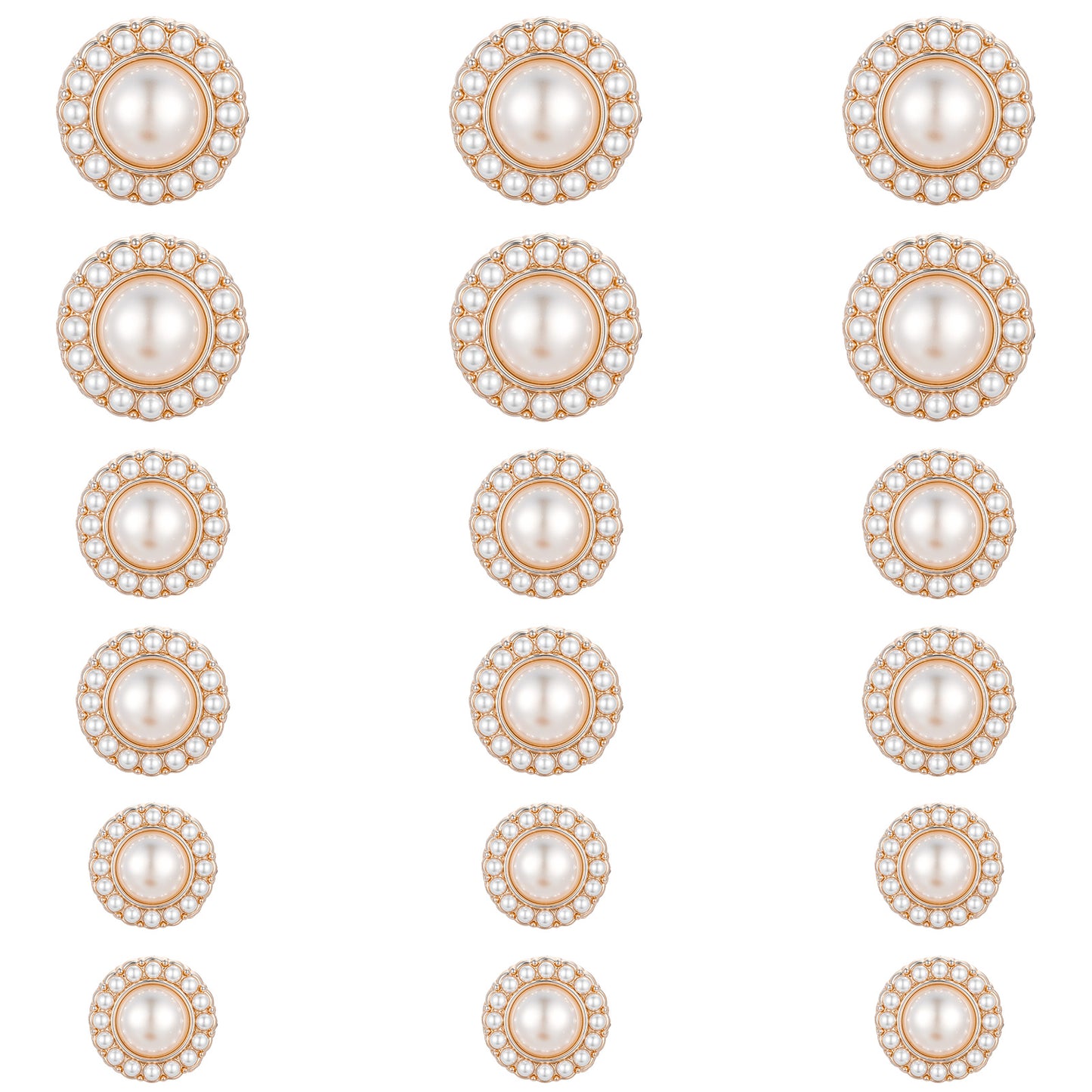 18PCS Pearl Buttons for Clothes, 18/21/25mm White Faux Pearls Rhinestone Button, Vintage Round Metal Embellishments Set for Coa Suits Knitting Sweaters Sewing Crafting and Handmade Crafts(Pearl)