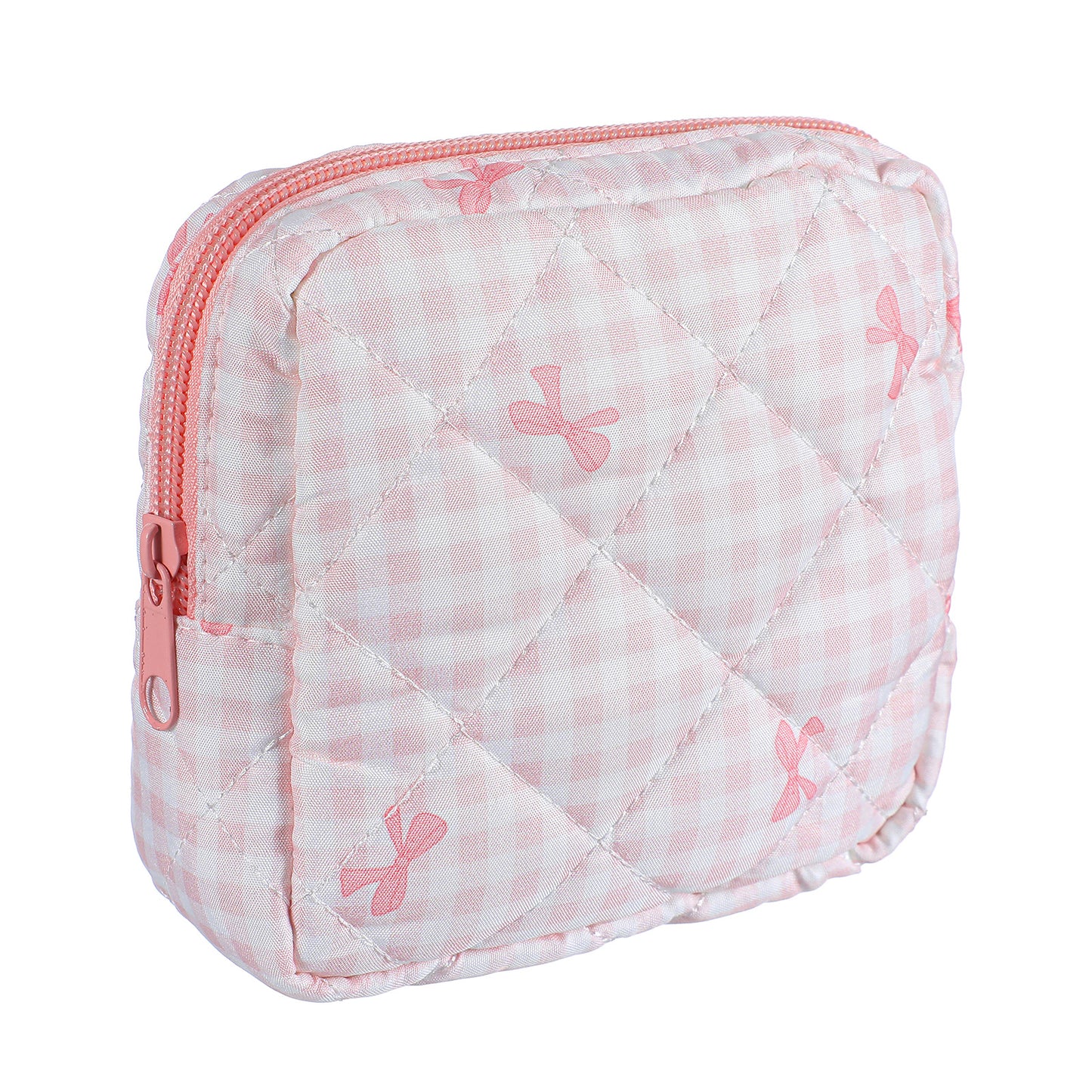 Matwsec Period Bag Cute Bow Period Pouch Pink Pad Bag Sanitary Pouch with Zipper for Purse Teen Girls Women