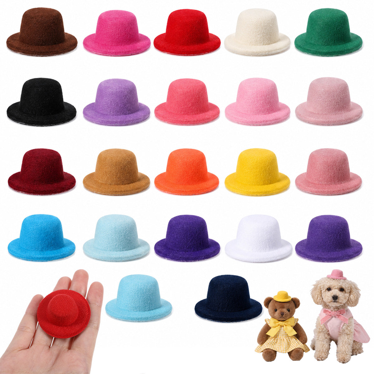 Sorcristy 20 Pcs Tiny Hat, Mini Formal Hats Miniature Doll Hats