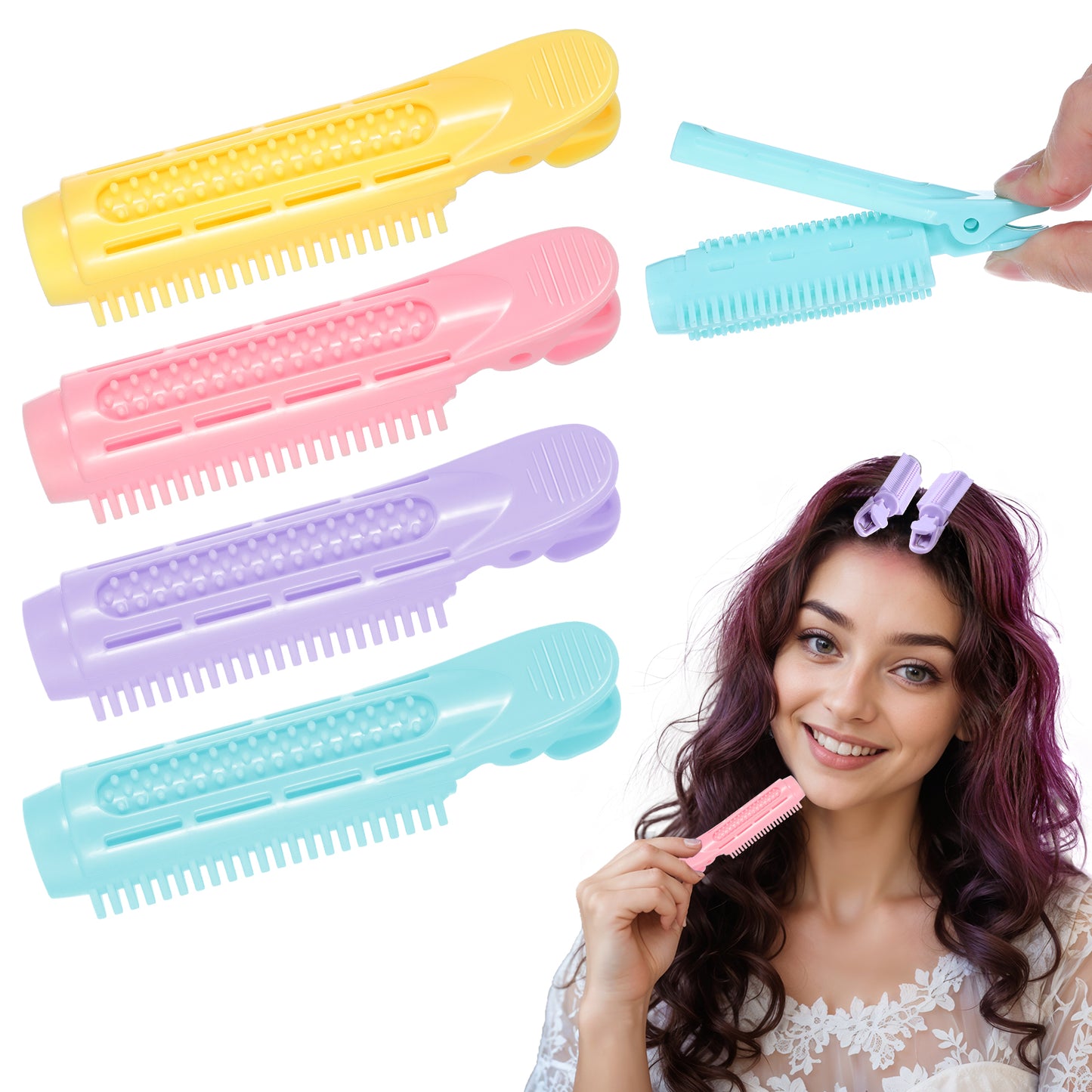Nogeqi 4PCS Upgrade Hair Volume Clip, Root Clips for Fluffy Hair, Instant Volumizing Hair Clips for Women(Multi Colors)