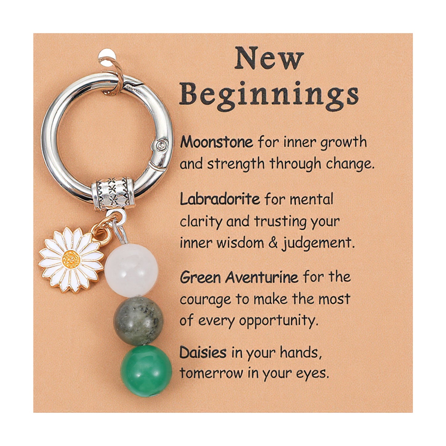 Tyqour 2Pcs New Beginnings Gifts for Women, Inspirational Natural Crystal Keyring, Going Away Gifts for Coworkers Friend Leaving Going Away Goodbye Farewell Breakup Divorce Get Well Gift