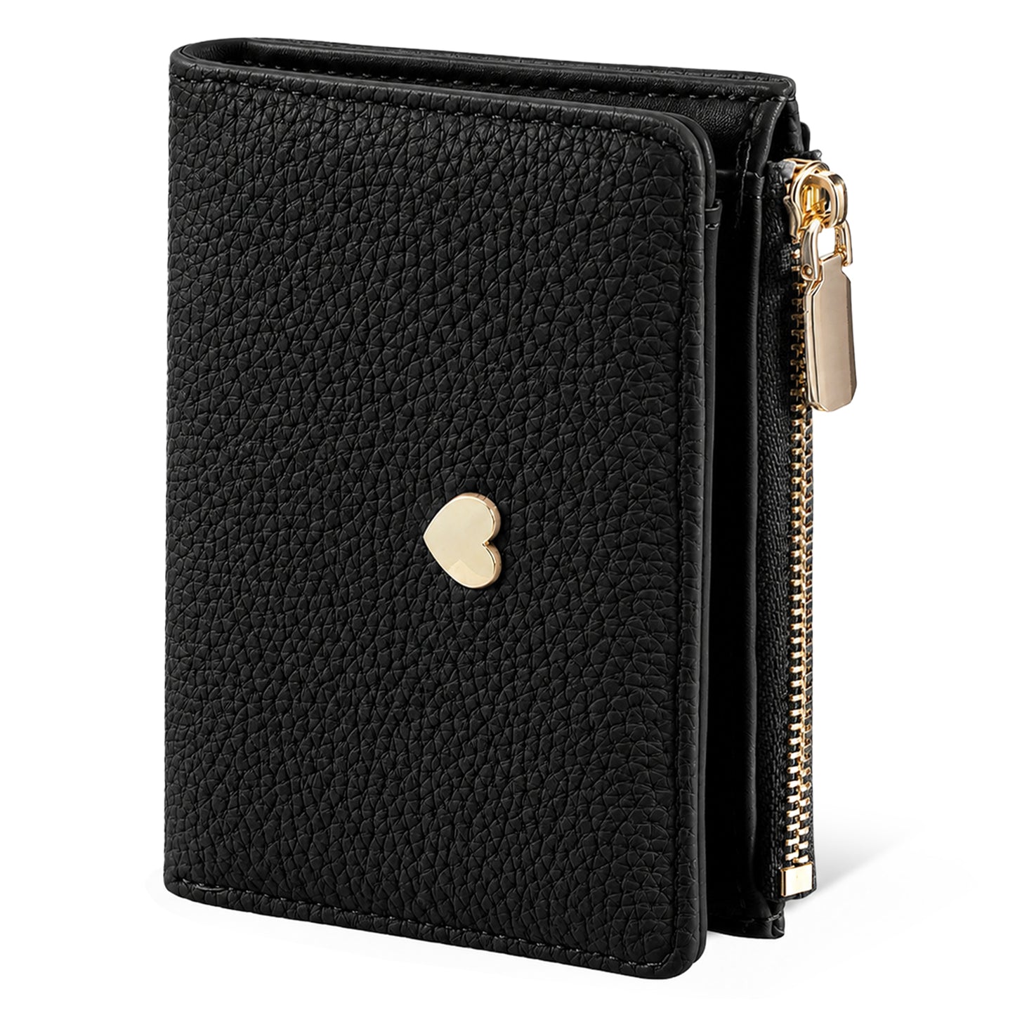 Matwsec Small Women's Wallet, Black Leather Purses Card Holder