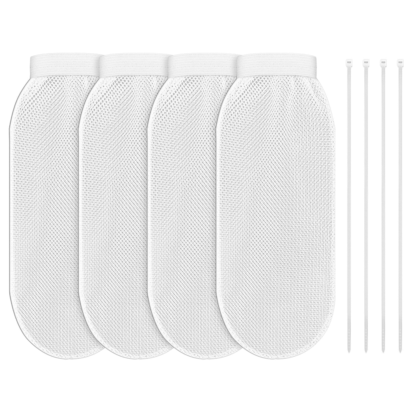 Lint Trap and Cable Ties Set for Washing Machine Includes 4 Durable Polyester Mesh Lint Traps 4 Secure Cable Ties Easy Effective Lint Filtration Fits Most Washing Machines White