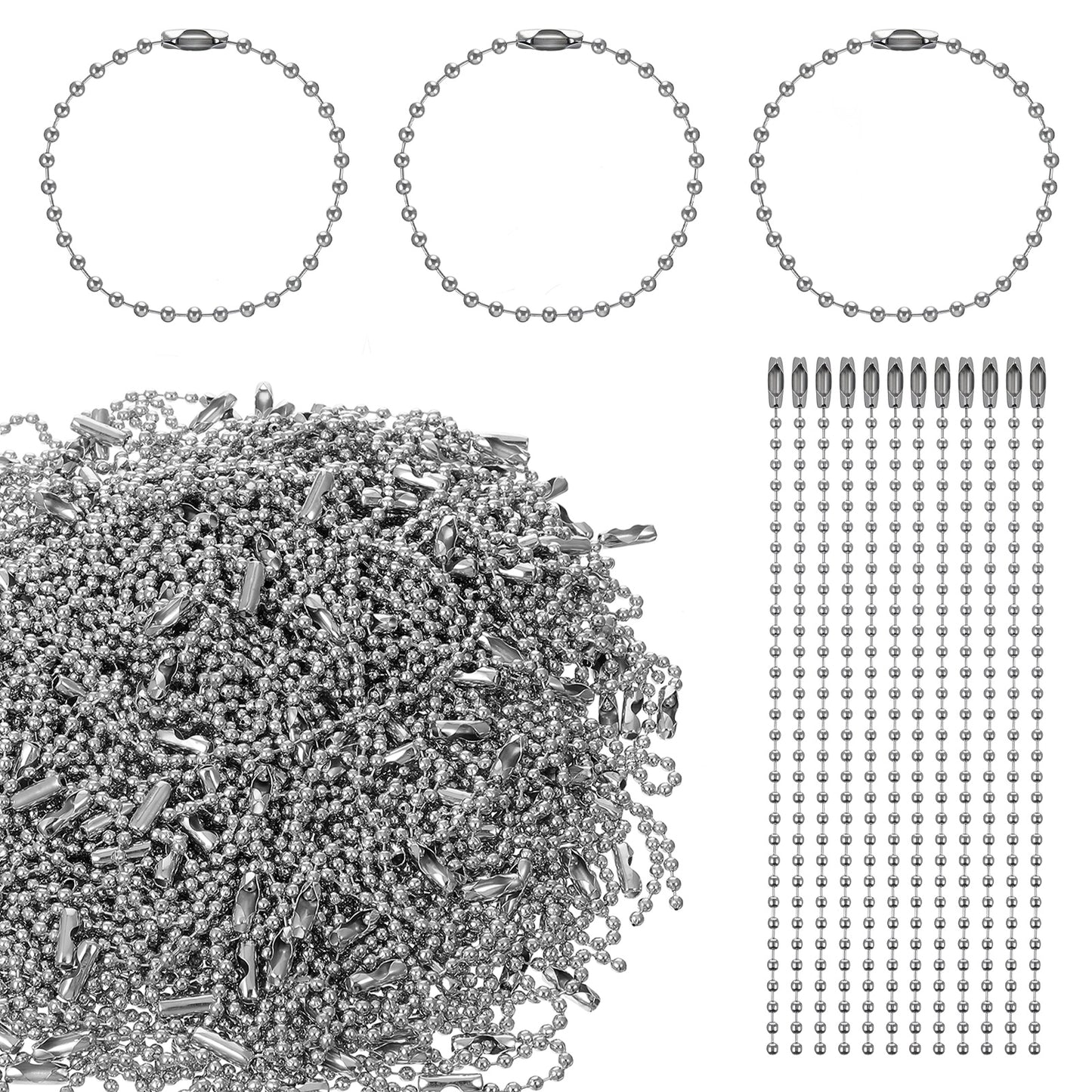 RAHHLIZS 300 Pcs 10cm Ball Bead Chain, 3mm Ball Chain Keychain