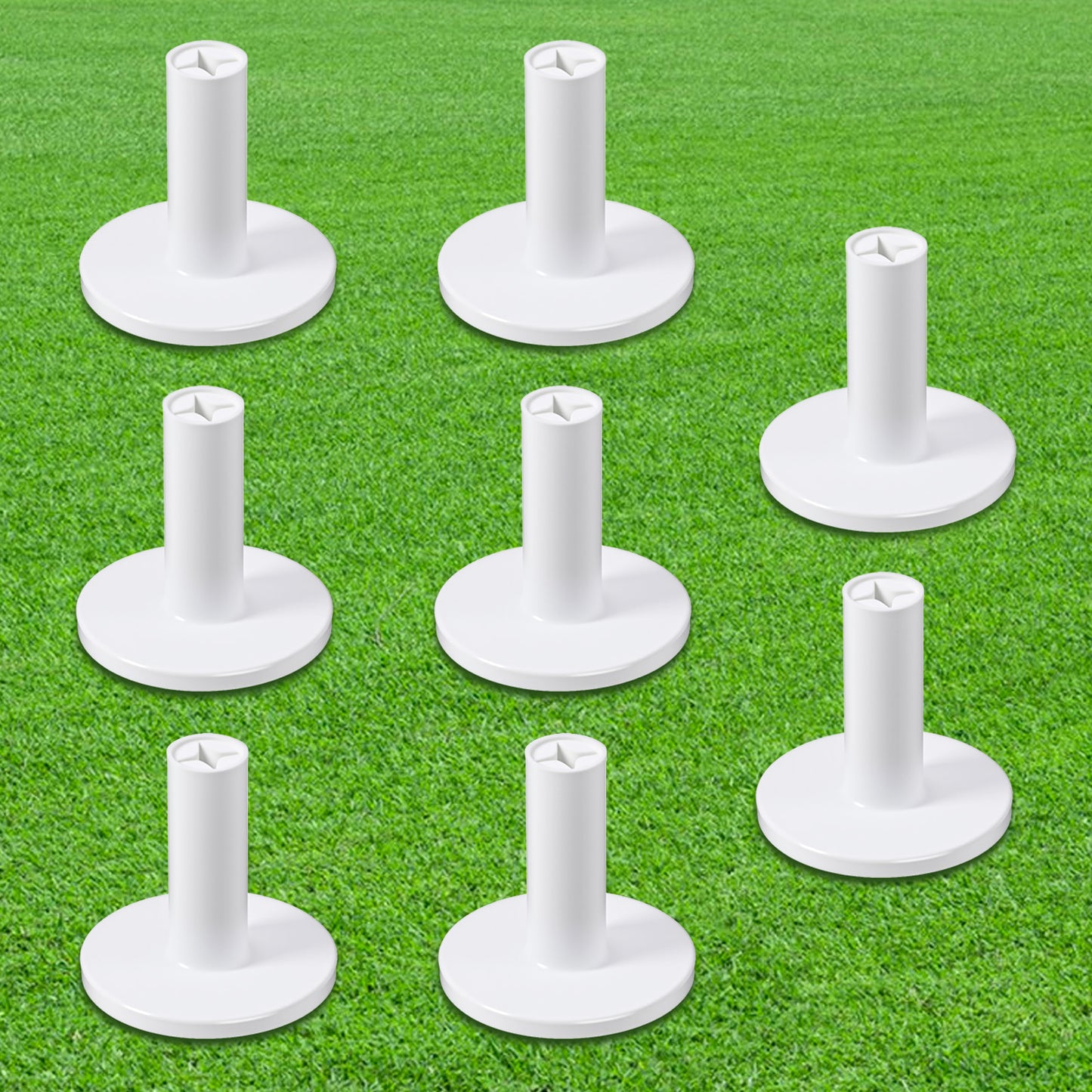 8pcs Rubber Tees For Golf Mats, Golf Mat Simulator Tees, Unbreakable Stable Driving Range Tee for Indoor Outdoor Practice Mat, White Black Tee Holder Set for Hitting Mats