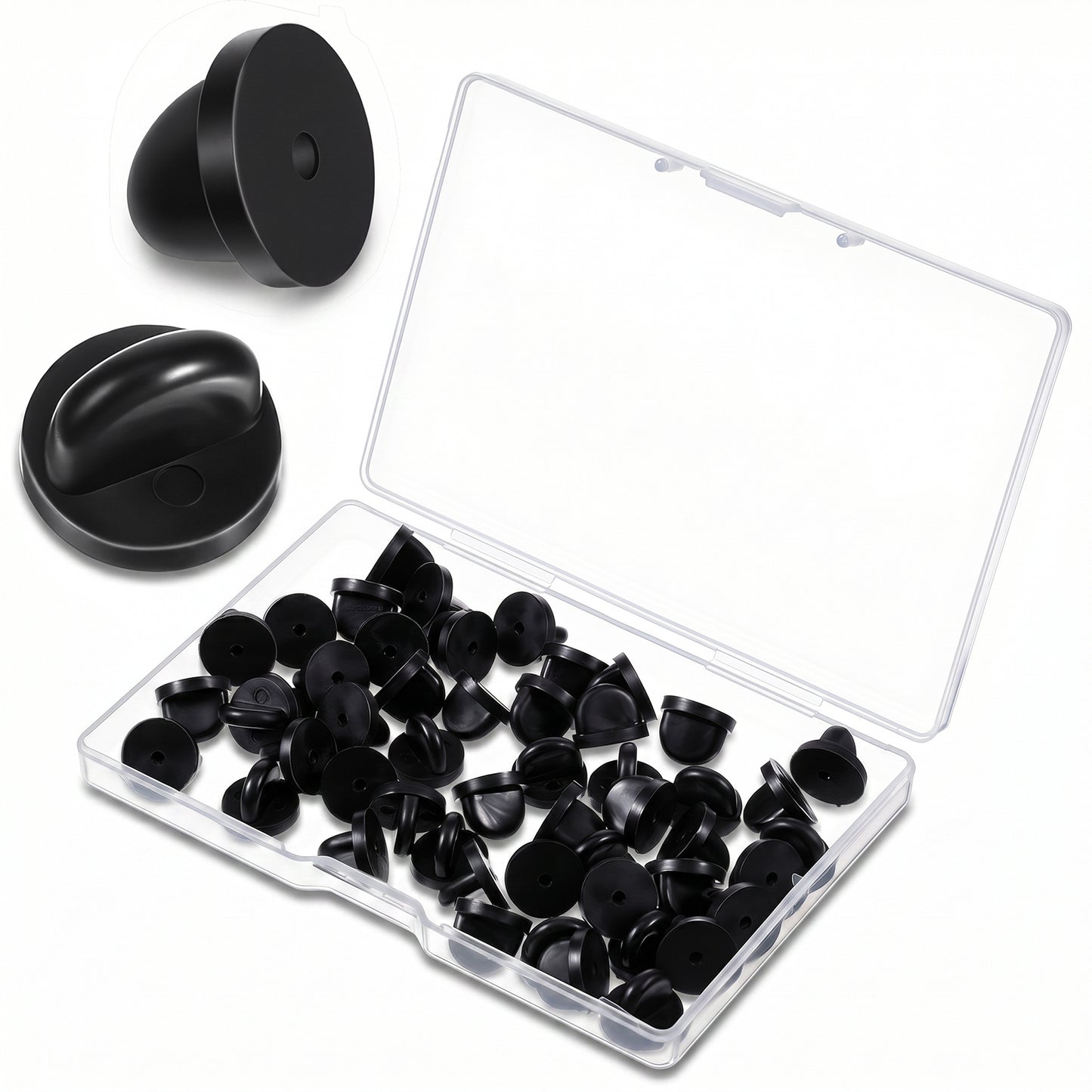 Matwsec 50 PCS Rubber Pin Backs PVC Pin Backings Black Lapel Pins for Uniform Enamel Pins Badges Hat Brooch Tie Tack Backing Holder Craft Makingbacks