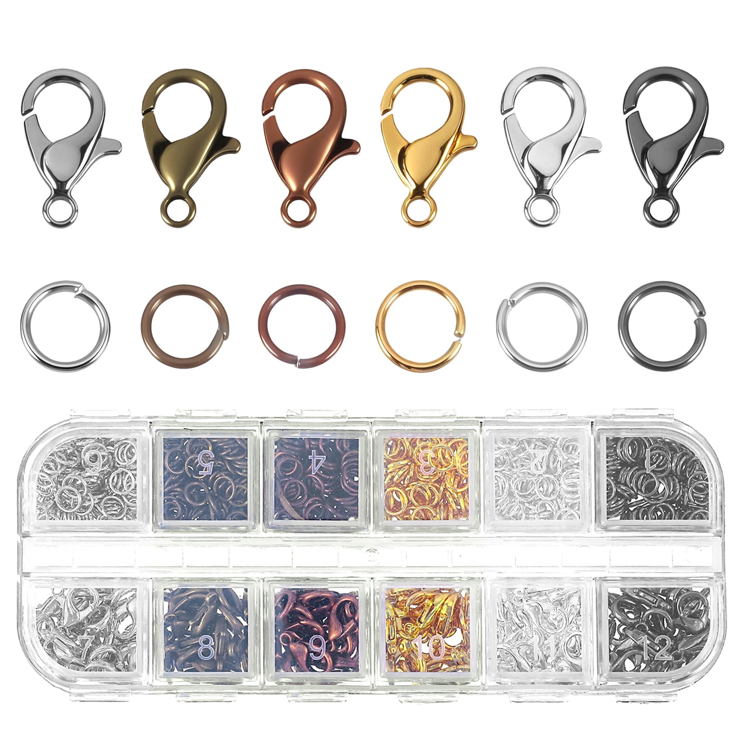 Mabor 960Pcs Lobster Claw Clasps and Open Jump Rings Set for Jewelry Making, Keychains, Bracelets, Necklace Repair DIY Crafts