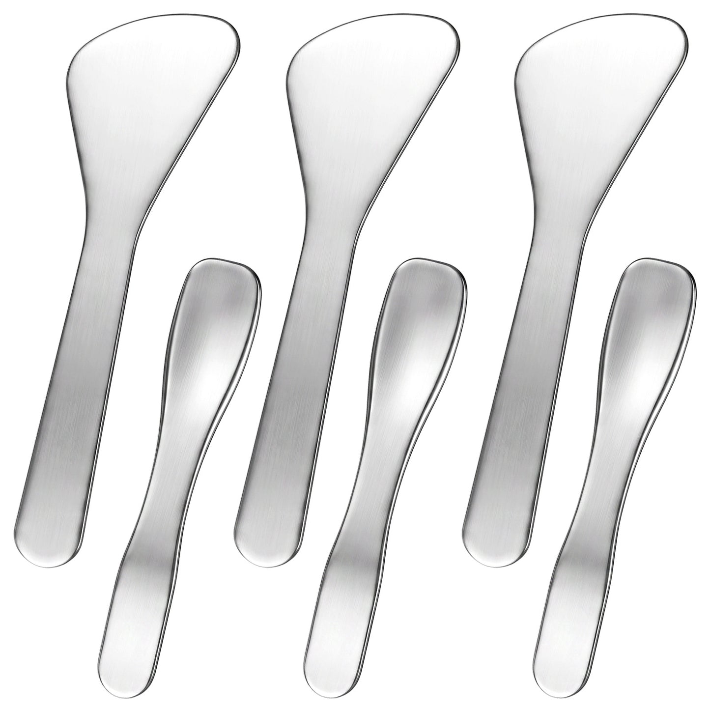Sorcristy 6pcs Mini Stainless Steel Makeup Spatula 2 Styles, Silver