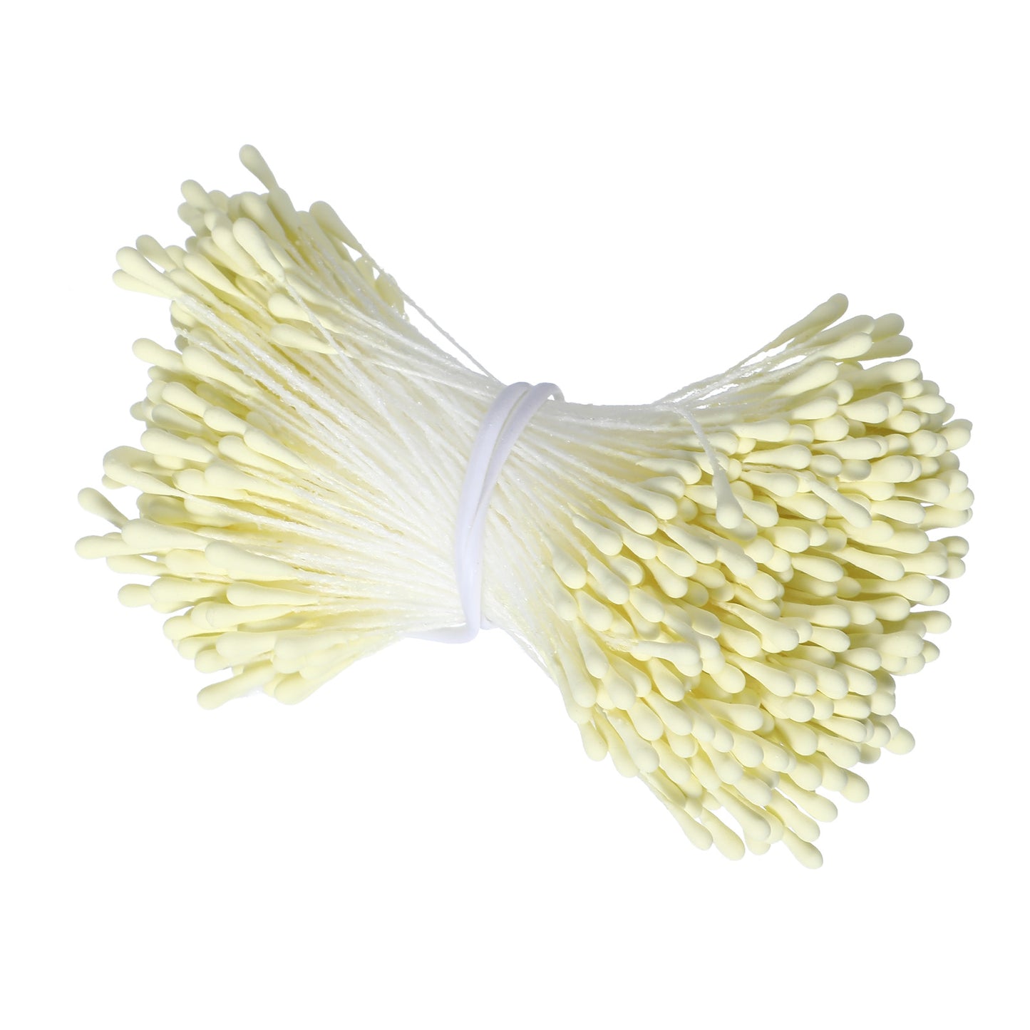 Tyqour 350 Pcs Flower Stamens, 3mm Light Yellow Pearl Double Heads Stamen for Flower Making, Artificial Fake Flower Stamens for Crafts Wedding Bouquet Scrapbook Decoration