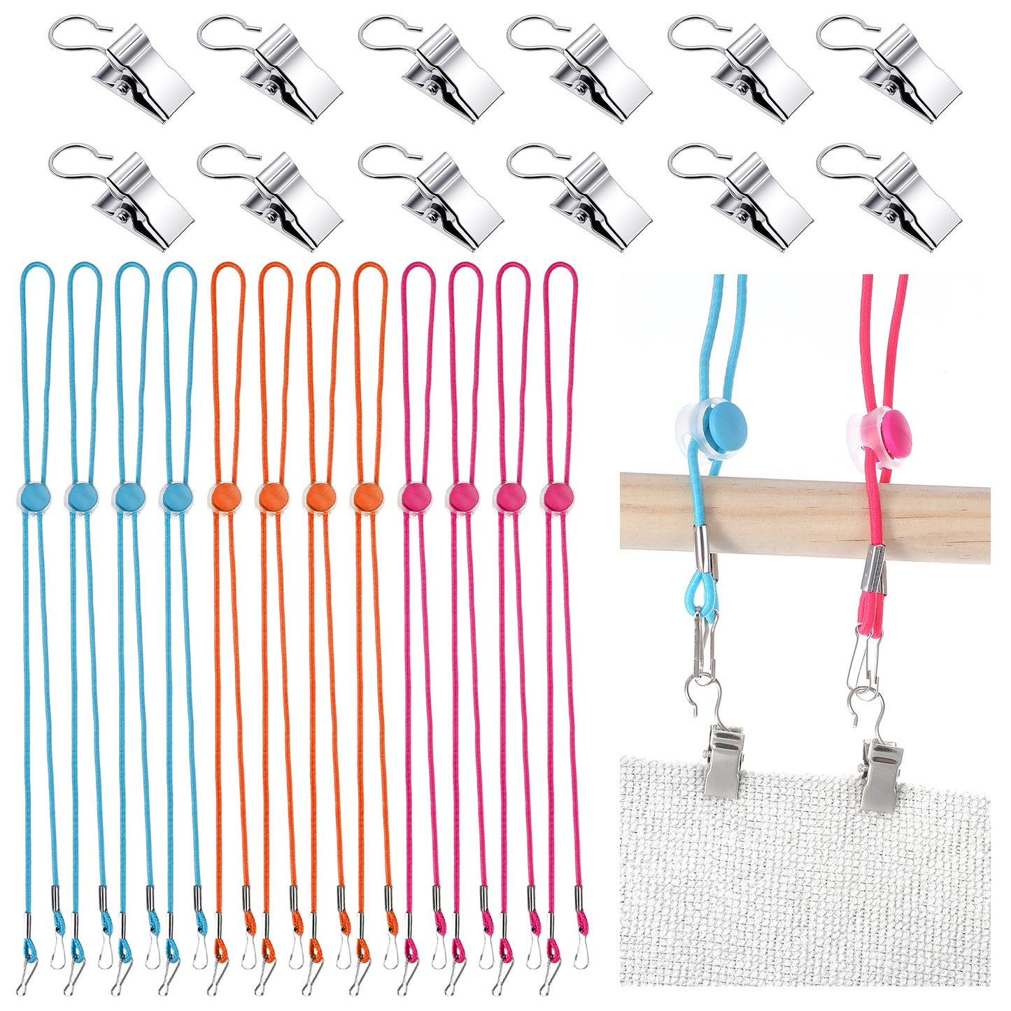 12PCS Cross Stitch Side Clips, Stitch Fabric Fastening Clips, Nylon Embroidery Holders with Carbon Steel Clamps, Adjustable Tension