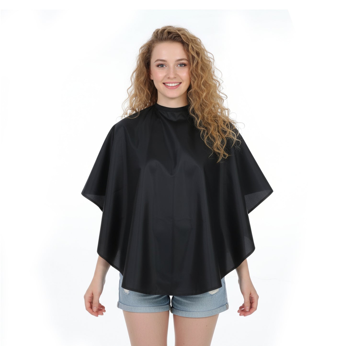 2 PCS Makeup Cape Waterproof Hair Dye Cape Water-Resistant Styling Shampoo Capes Beauty Salon Shorty Smock for Hairdresser Artist Clients Beautician Lightweight Comb-Out Beard 31.4”*27.5” (Black)