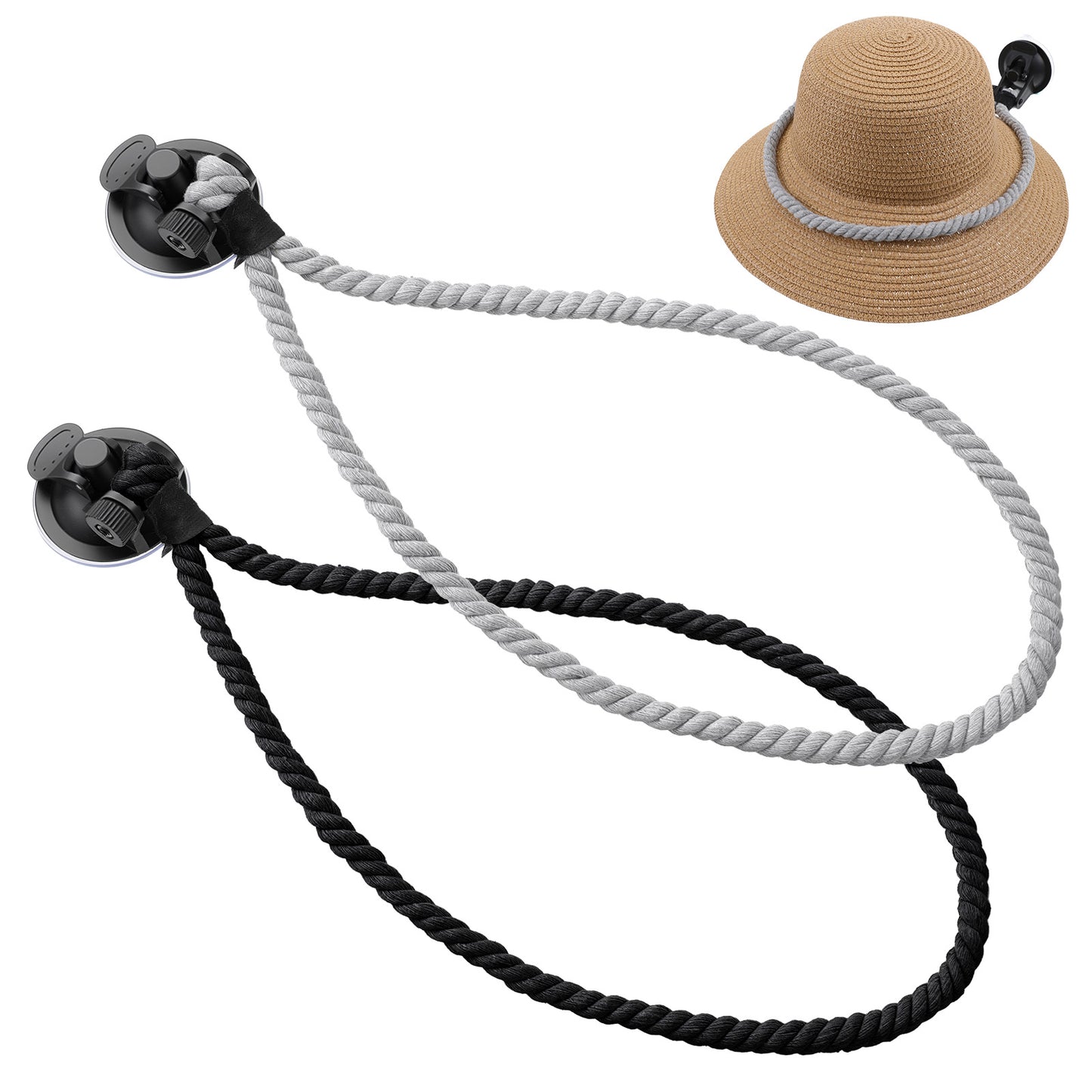 Bremorou 2pcs Cowboy Hat Holder Suction Cup Hat Rack Universal Cowboy Hat Mounts Hanger to Keeps Your Hat Securely on The Dash Interior Accessories for Trucks SUVs Cars Home Doors Black Gray