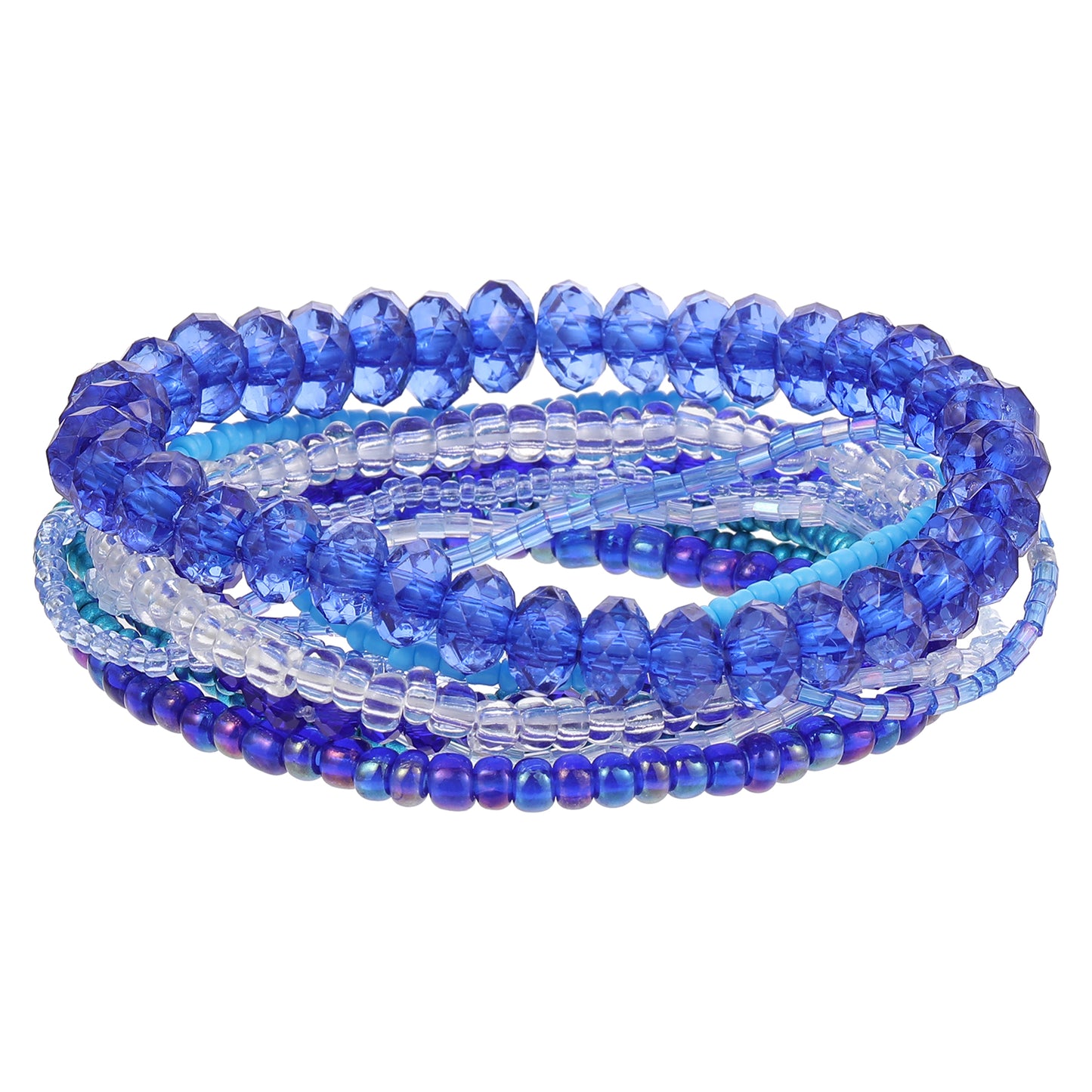 Ymapinc Beaded Stackable Bracelets for Women, Stacked Blue Crystal Bohemian Bracelet, Glass Bead Summer Beach Hawaii Jewelry Gift