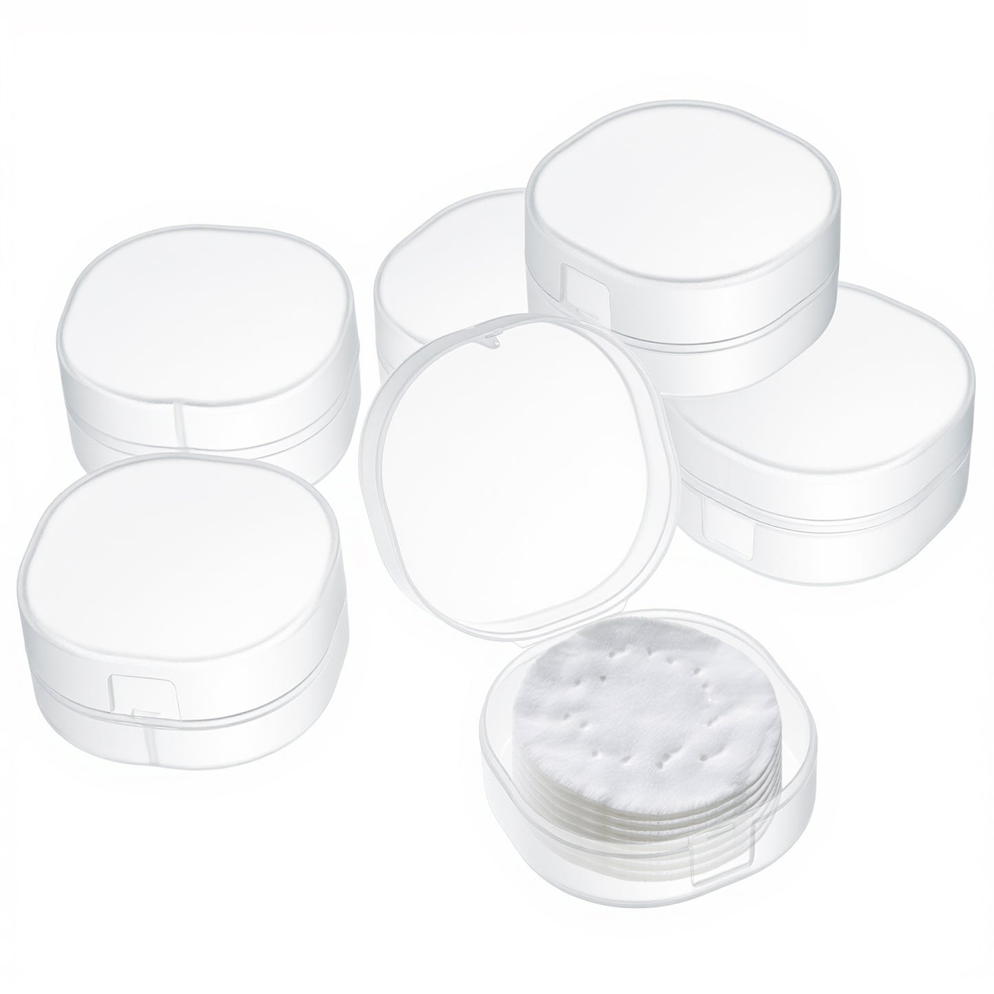 6 PCS Toner Pad Travel Case Travel Cotton Square Holder Clear Beauty Sponge Makeup Puff Protective Container Portable Reusable Dust-Proof Pocket Cosmetic Puff Box for Cotton Pads Makeup Remover