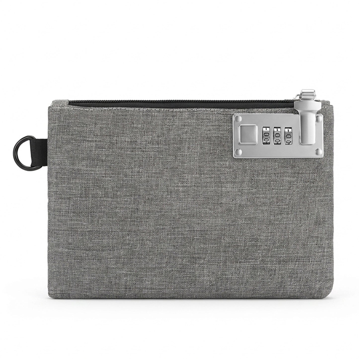 Travel Safe Small Lockable Money Bag for Travel - Durable Nylon Cash Pouch with Lock, 5x8 Inch Locking Bag for Passports and Jewelry, Black and Grey