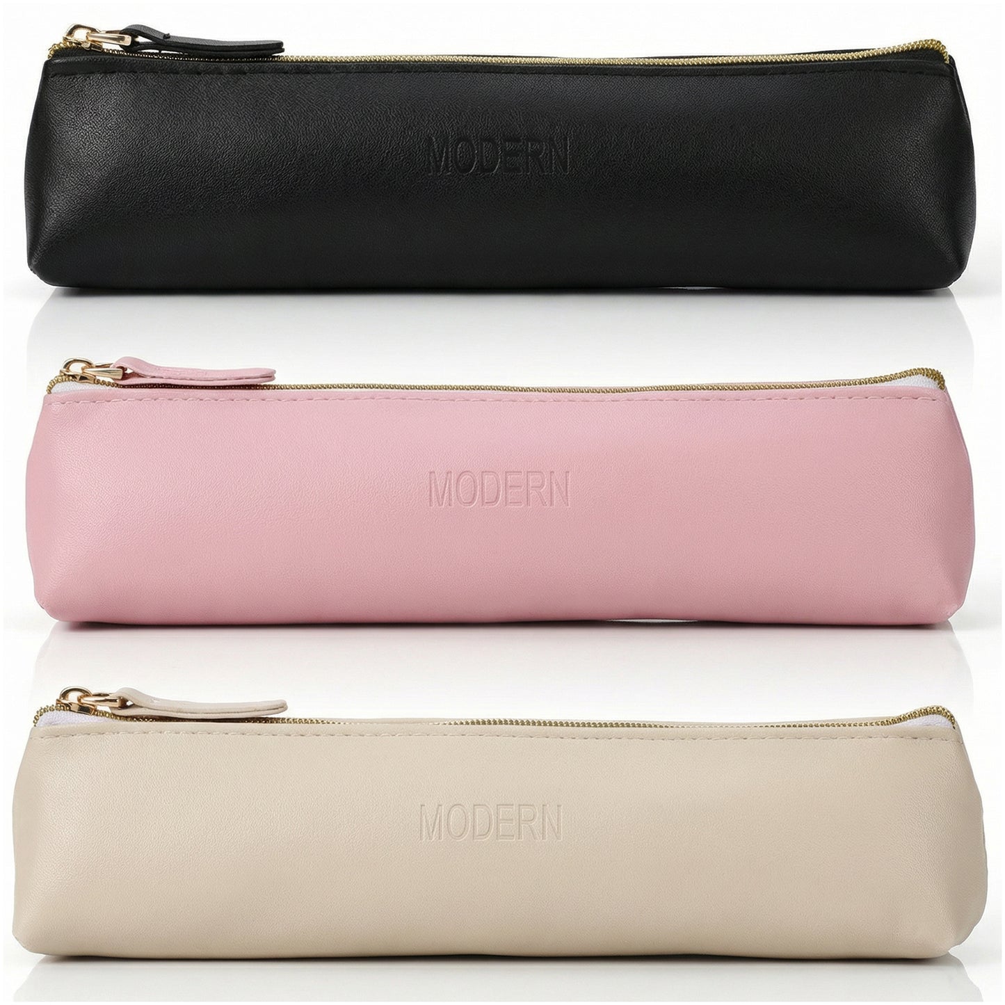 RAHHLIZS 3 Pcs Small Makeup Pouch, Small Make Up Bag PU Leather Mini Makeup Brush Bag for Women, Travel Portable Waterproof Zipper Pouch for Women