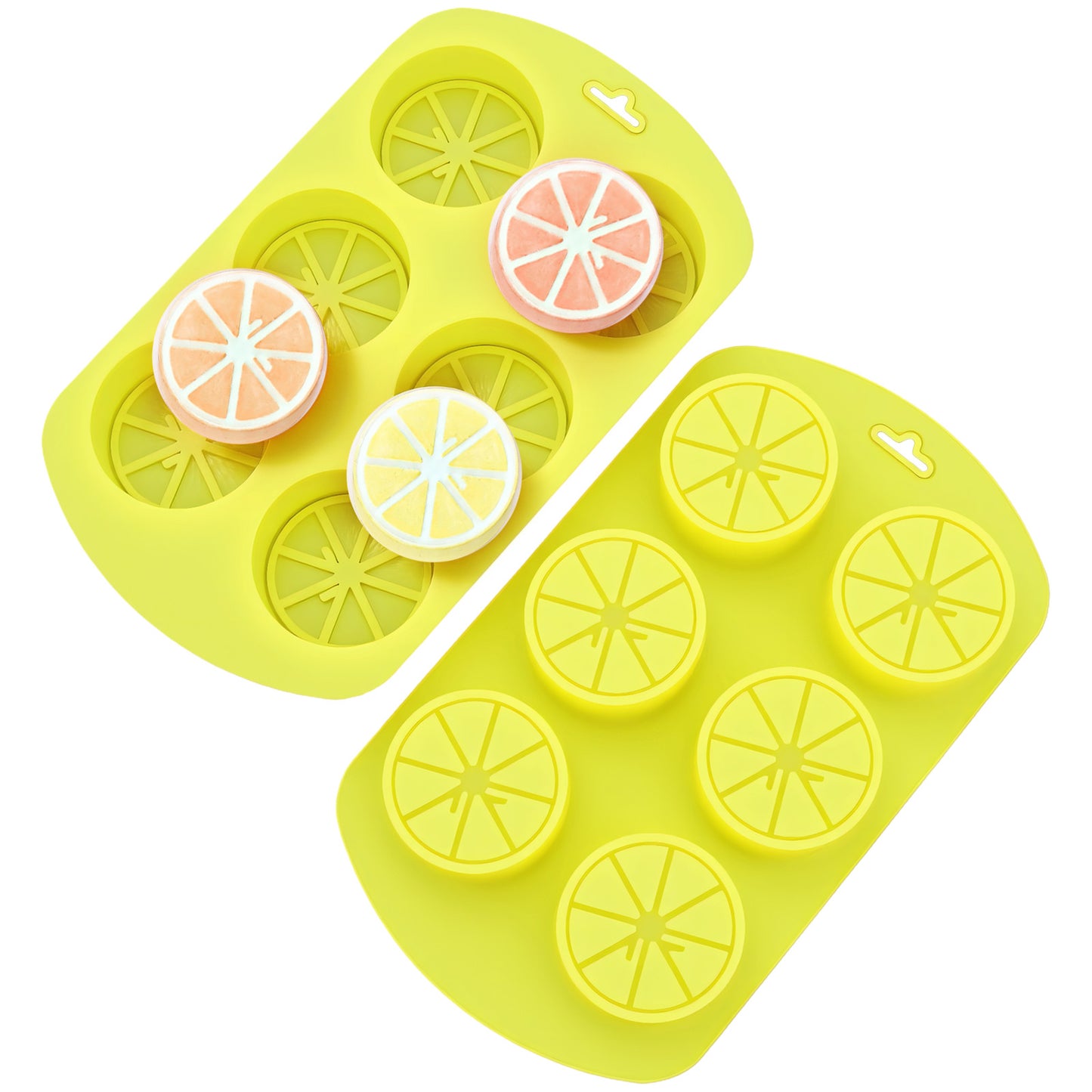 2 Pack Silicone Fruit Molds, Ymapinc 3D Lemon Silicone Molds for Chocolates, Jellies, Candles & Desserts, Reusable Soap Moulds, Oven/Dishwasher Safe Candy Making Supplies