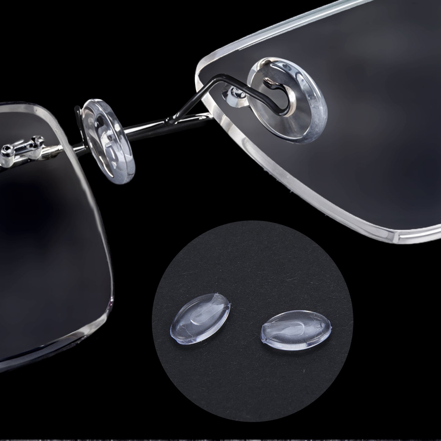 Mabor 10 Pairs Eye Glass Nose Pads, Anti-Slip Clear Silicone Push-in Nose Pieces for Eyeglasses, Soft Replacement Bridge Pads for Rimless/Frameless Frames