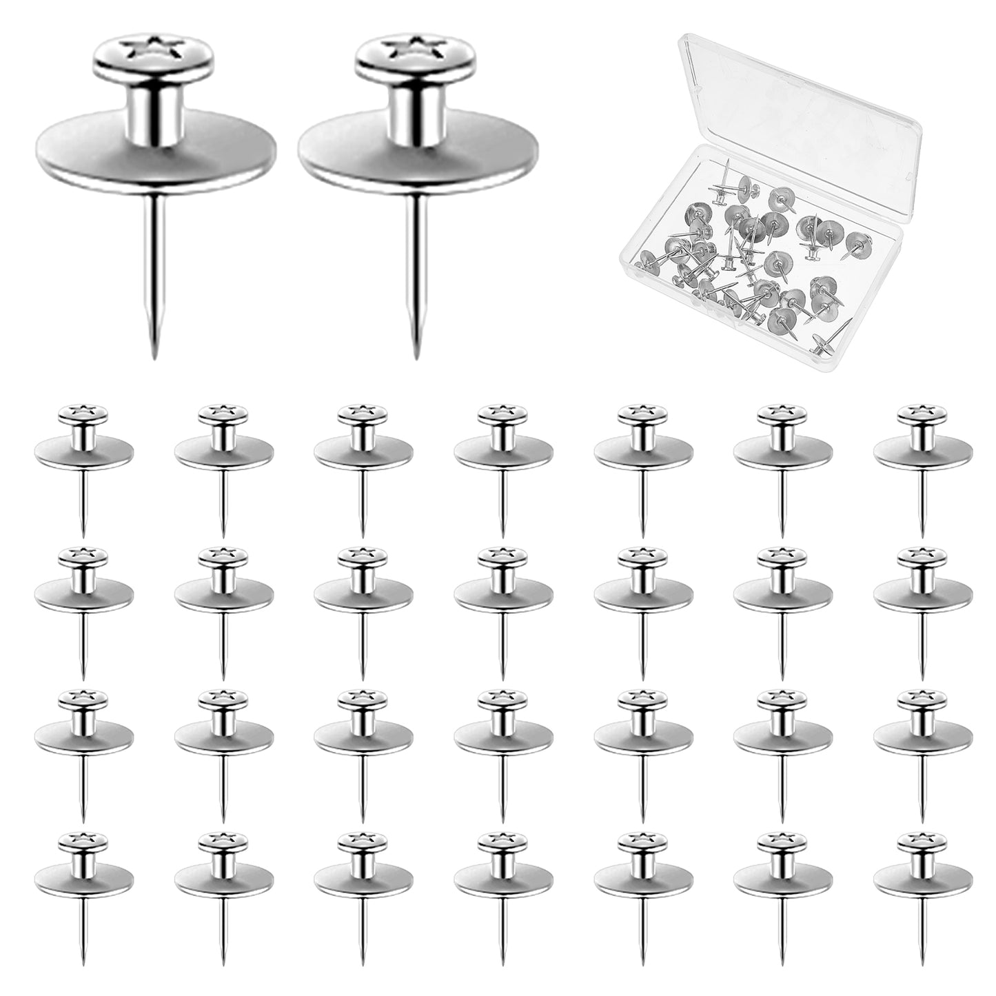 30 Pcs Picture Hanging Tacks Double Headed Thumb Tacks Wall Hooks for Wall Hangings Picture Hangers Nails Small Photo Hanging Hook Pins Flat Decorative Thumbtacks for Home Office Photo Decor
