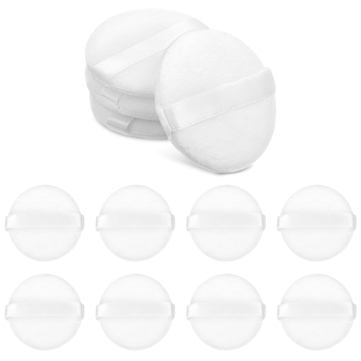 Shimmeroo 12pcs Setting Powder Puff,Round Loose Powder Puffs, Reusable Crystal Velvet Makeup Tools for Loose Powders Liquid Foundation Soft Face Blending Puffs,White