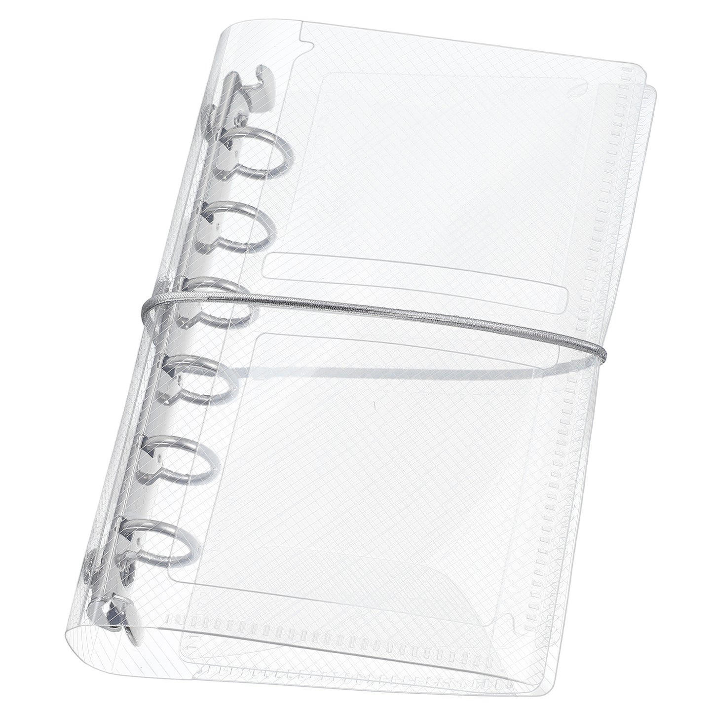 Clear A7 Trifold Binder with Bandage Loose Leaf 6 Ring Budget Binder Transparent Cash Stuffing Personal Planner
