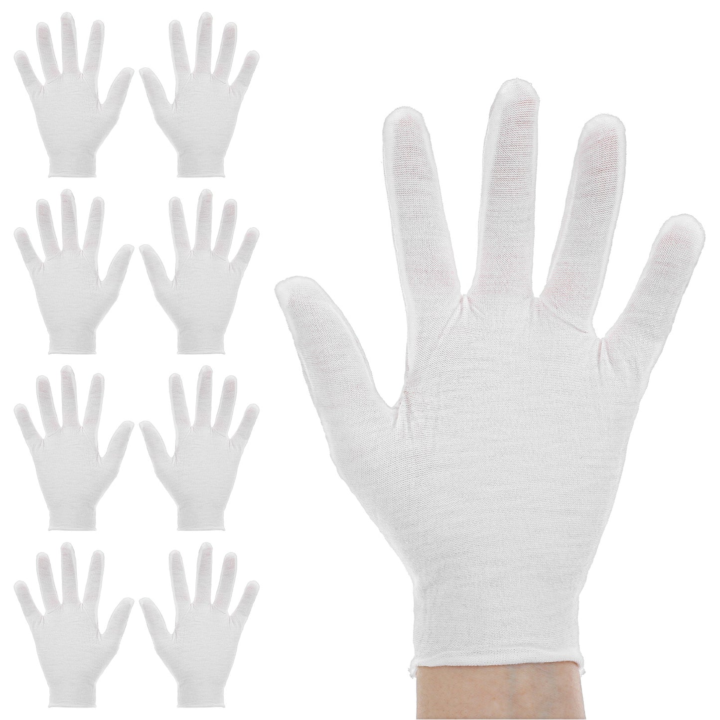 Nogeqi 4 Pairs Cotton White Gloves for Women, Stretchy Breathable Thin Cotton Gloves Eczema, Hand Moisturizing Overnight Glove for Dry Hands Sleeping, Eczema, Hand Spa, Jewelry Inspection