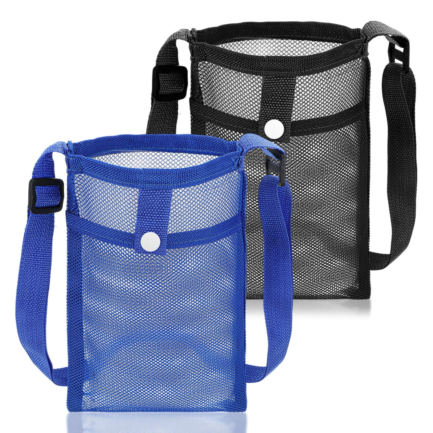 RAHHLIZS 2Pcs Water Bottle Holder with Strap Mesh Water Bottle Carrier Bag Waterbottle Holder with Sling Adjustable Shoulder Light Bottles Bag Carrier Strap for Tumbler Bottles Walking Hiking Travel