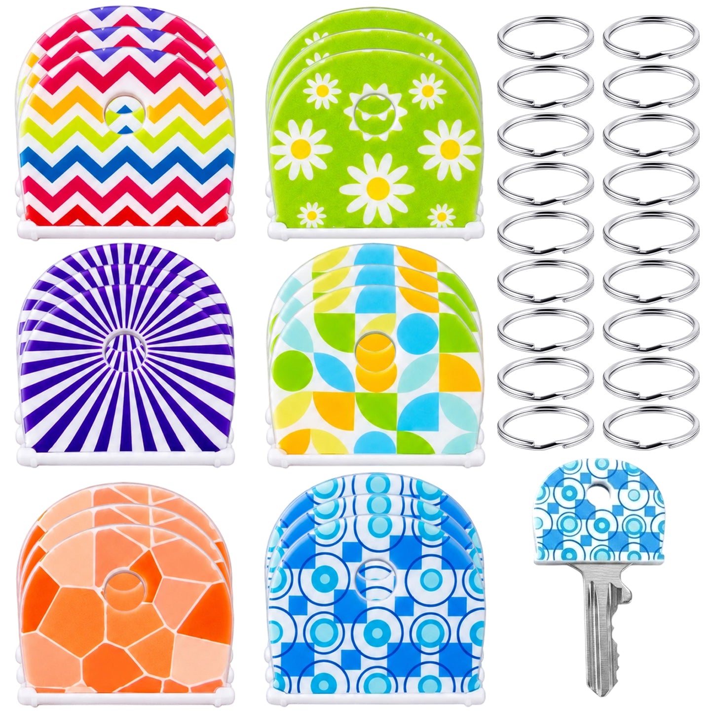 18 PCS 1" Key Identifiers with 18 PCS 1" Key Rings
